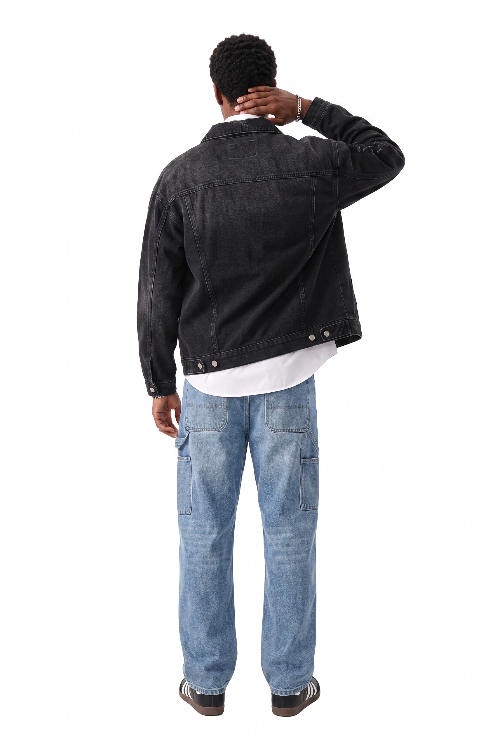 Black Zip-Up Mandarin Collar Jacket