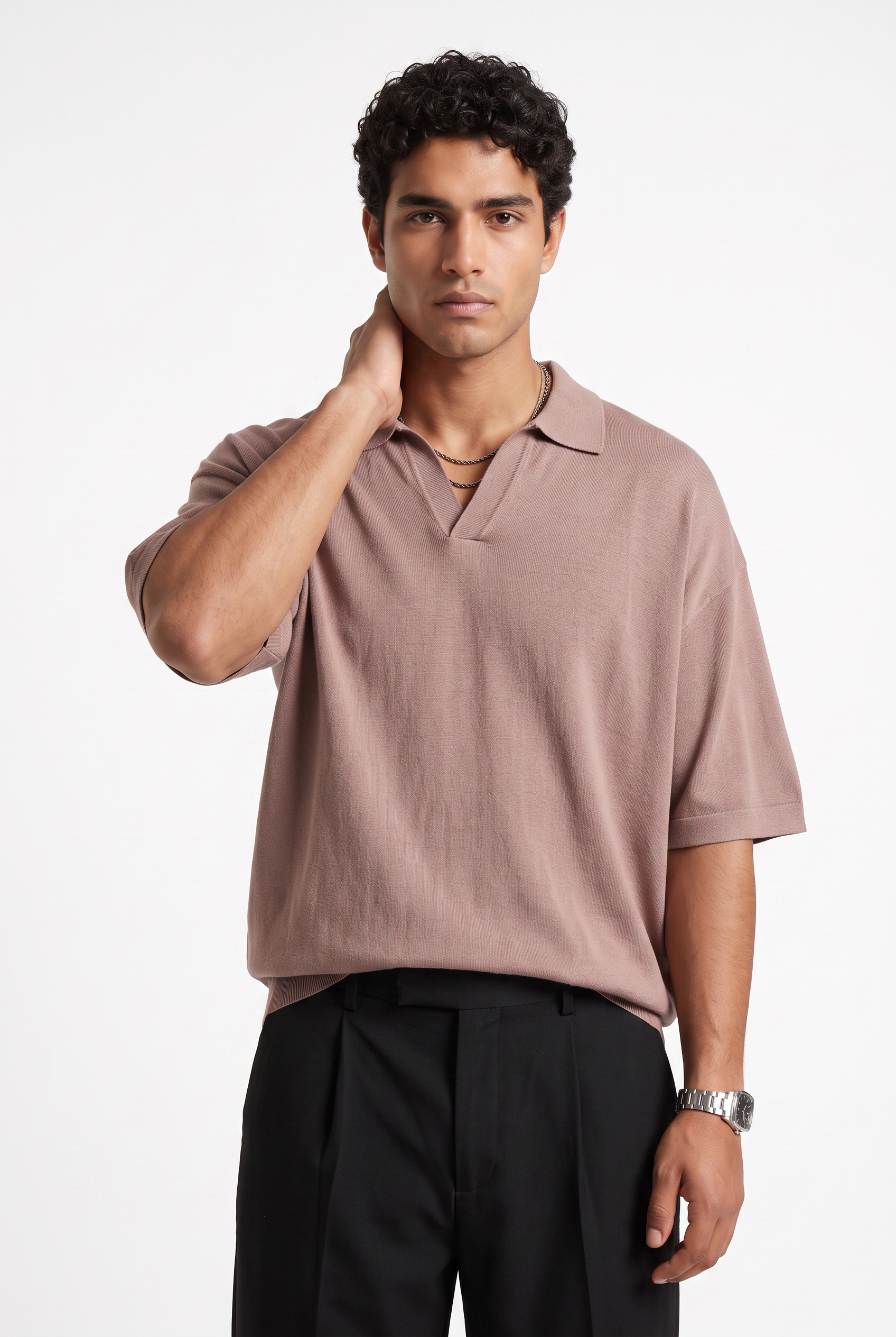 Beige Oversized Crew Neck Tee
