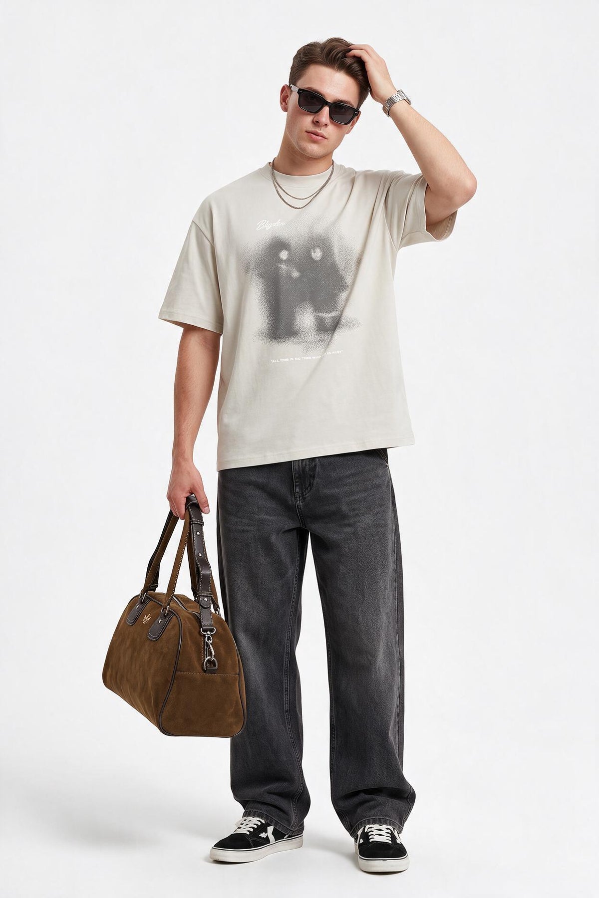 Cream Oversized Graphic T-Shirt