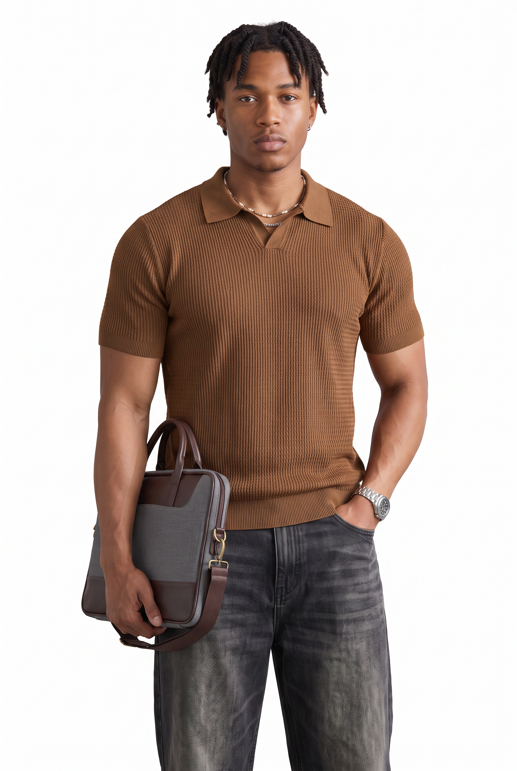 Brown Oversized Crew Neck Tee
