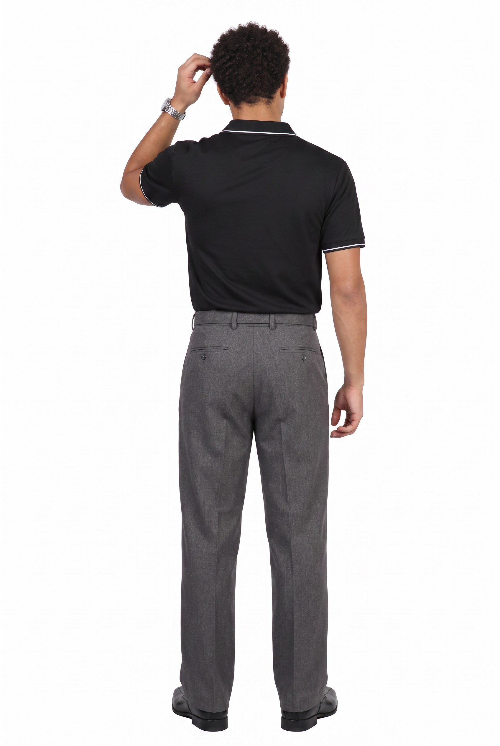 Grey Slim Flat-Front Formal Trousers
