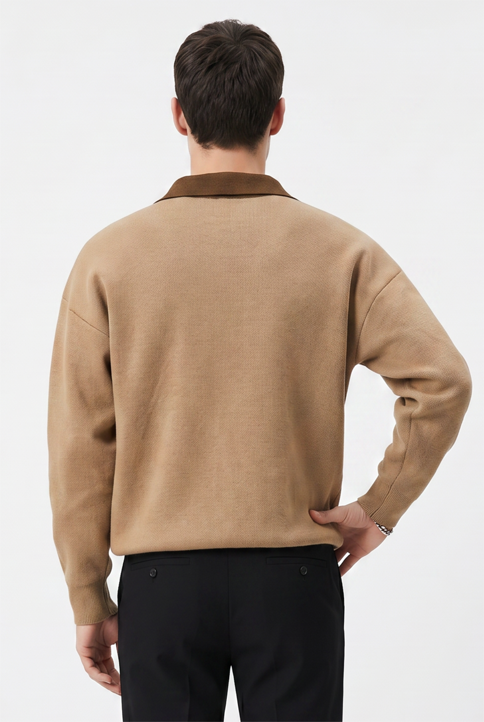 Brown Ribbed Relaxed Sweater