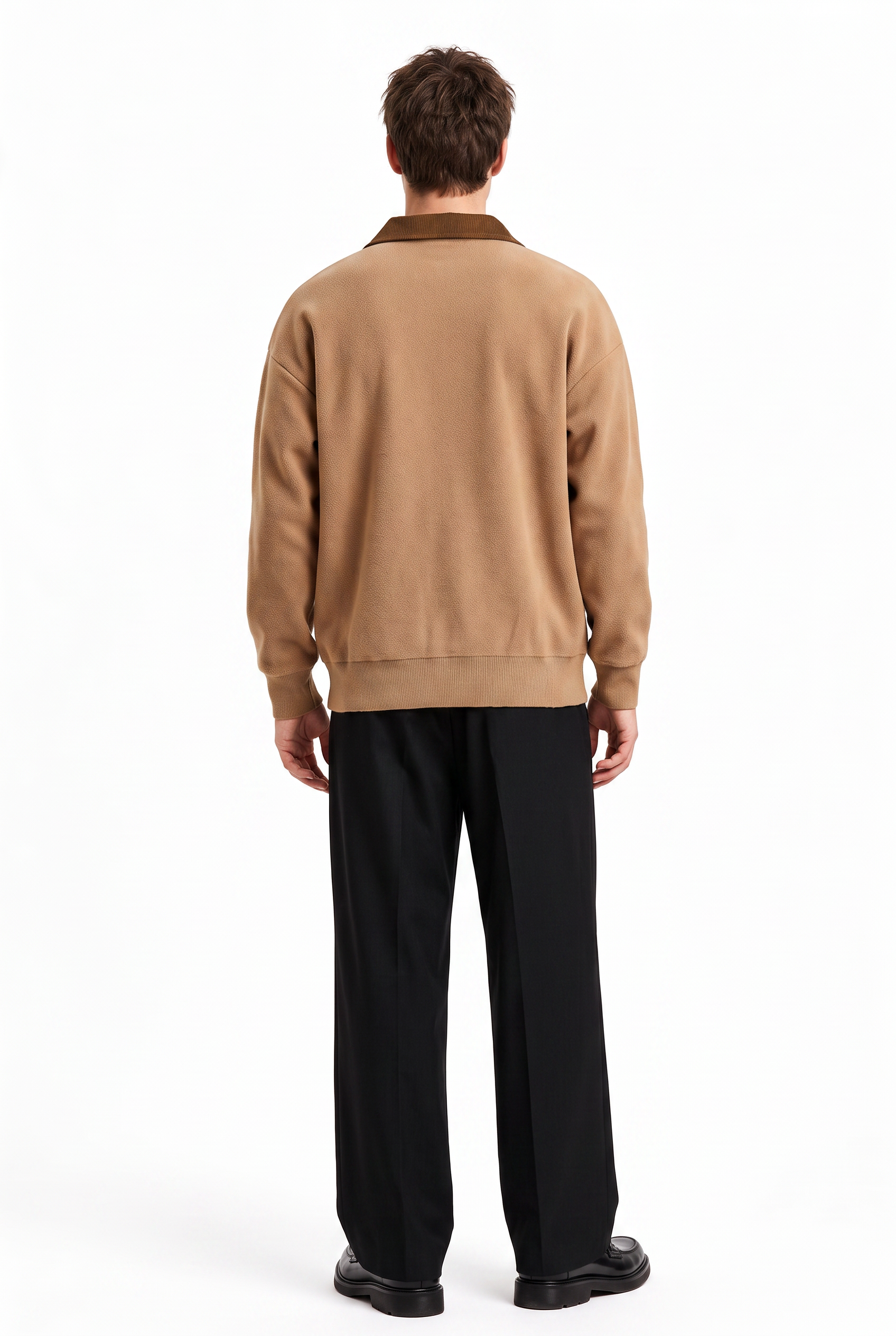 Brown Ribbed Crew Neck Sweater