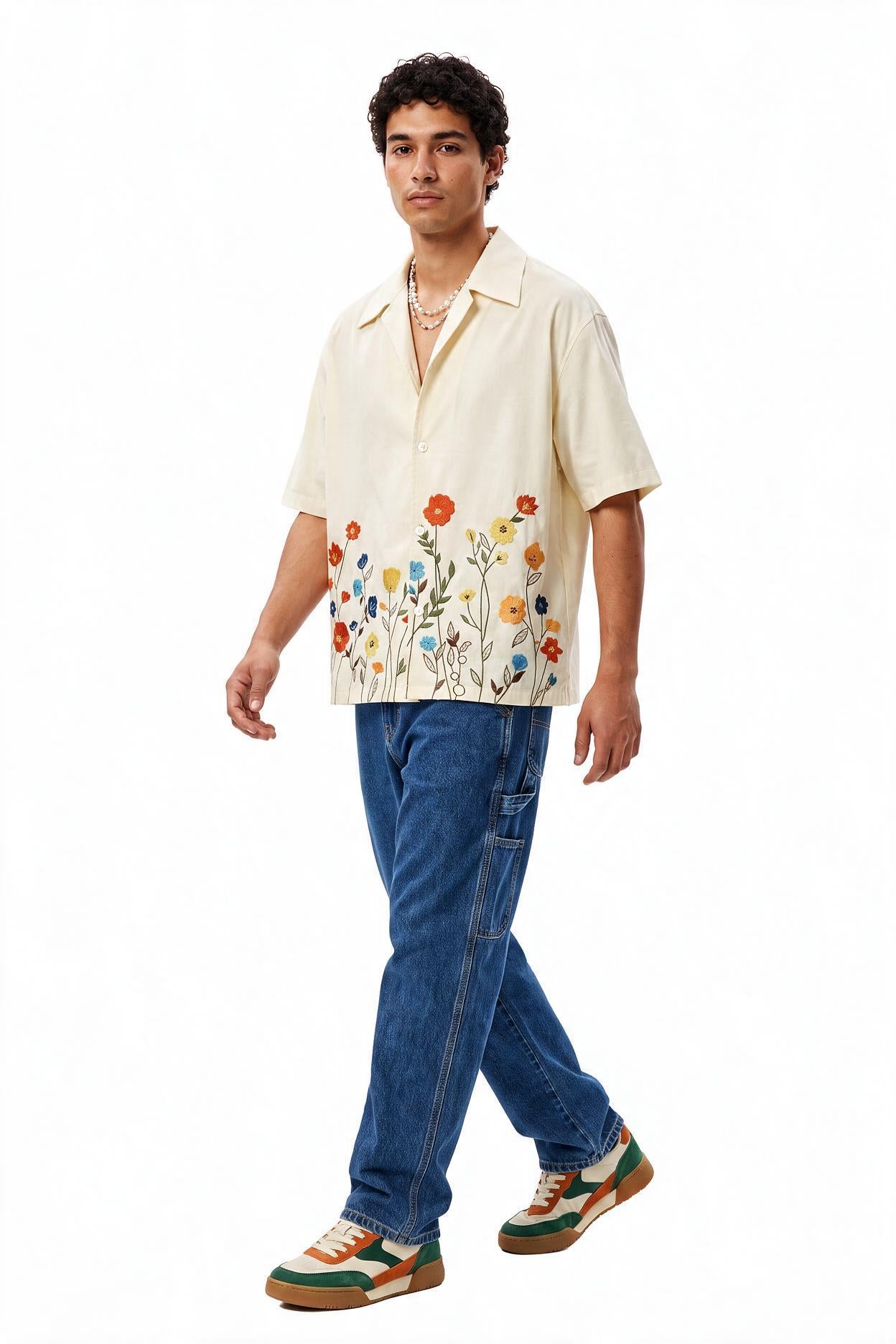 Cream Chest Pocket Casual Shirt
