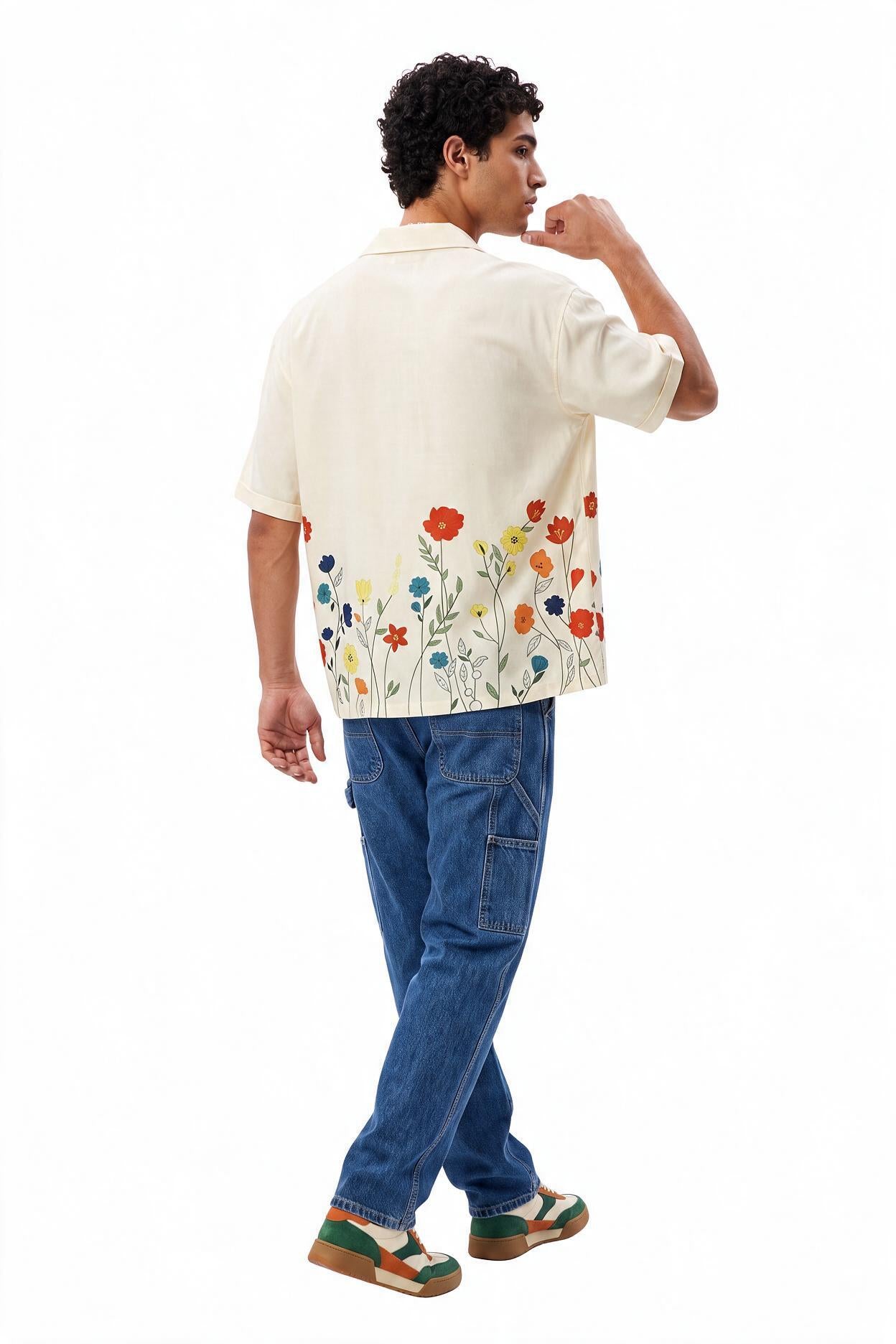 Cream Chest Pocket Casual Shirt