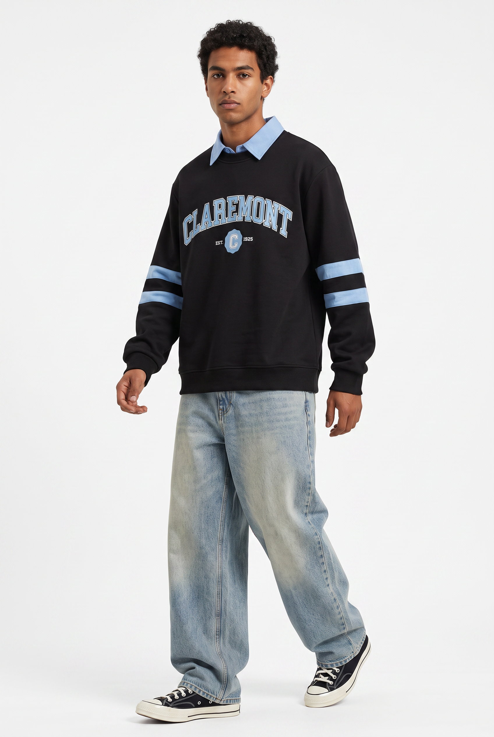 Black Ribbed Oversized Sweatshirt