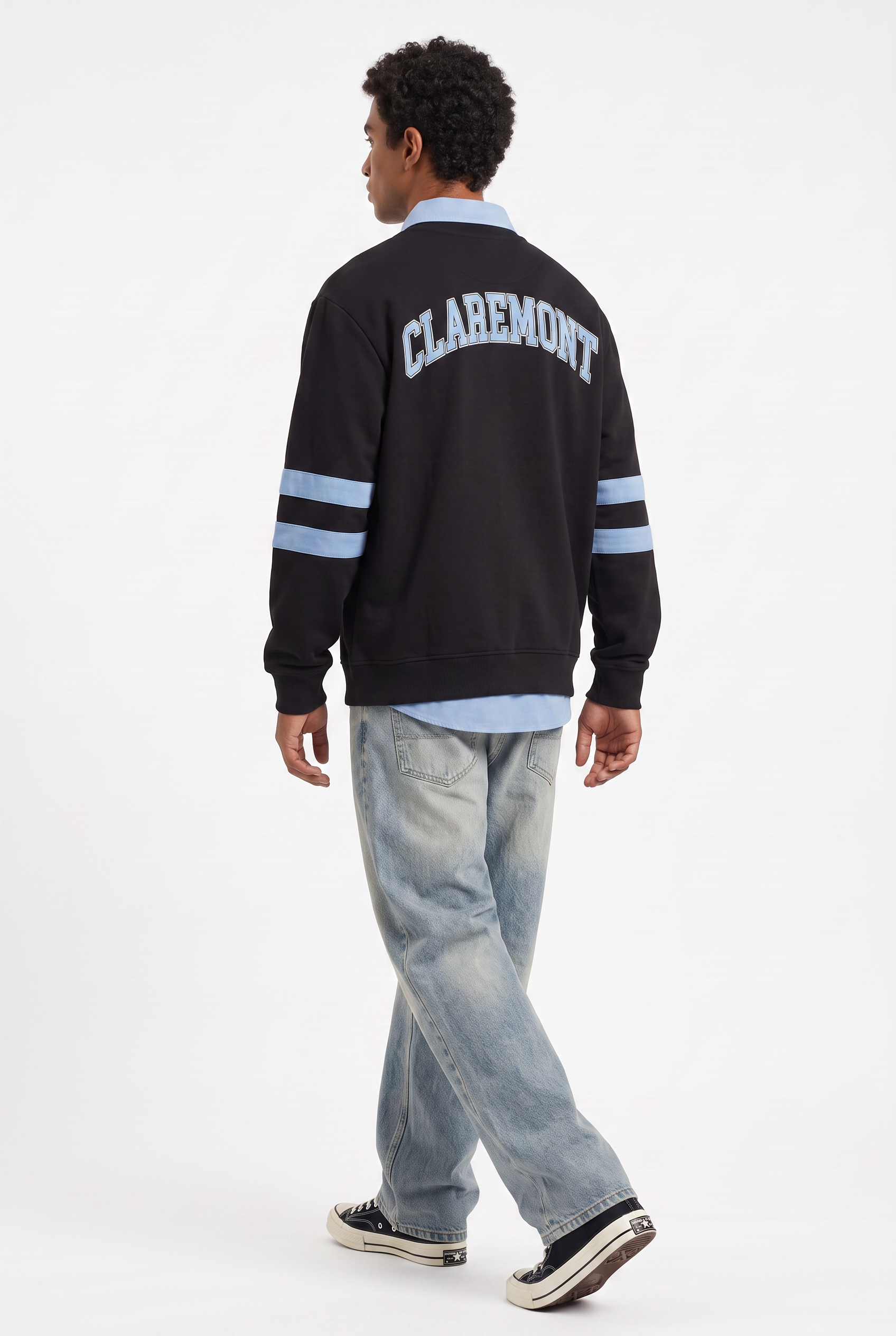 Black Ribbed Oversized Sweatshirt