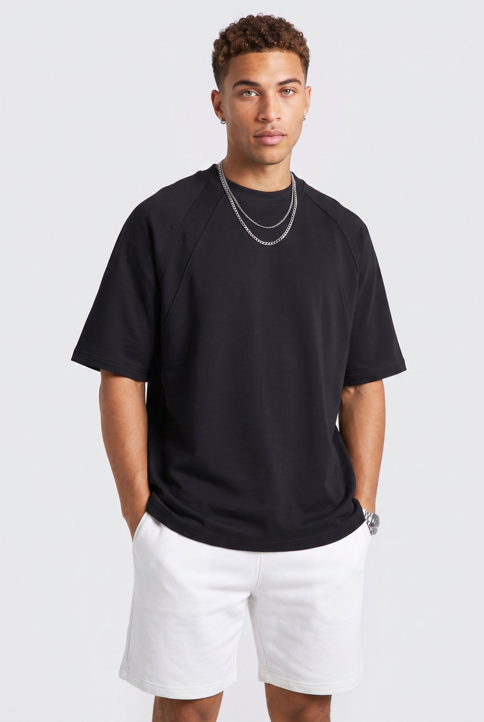 Black Oversized Crew Neck Tee