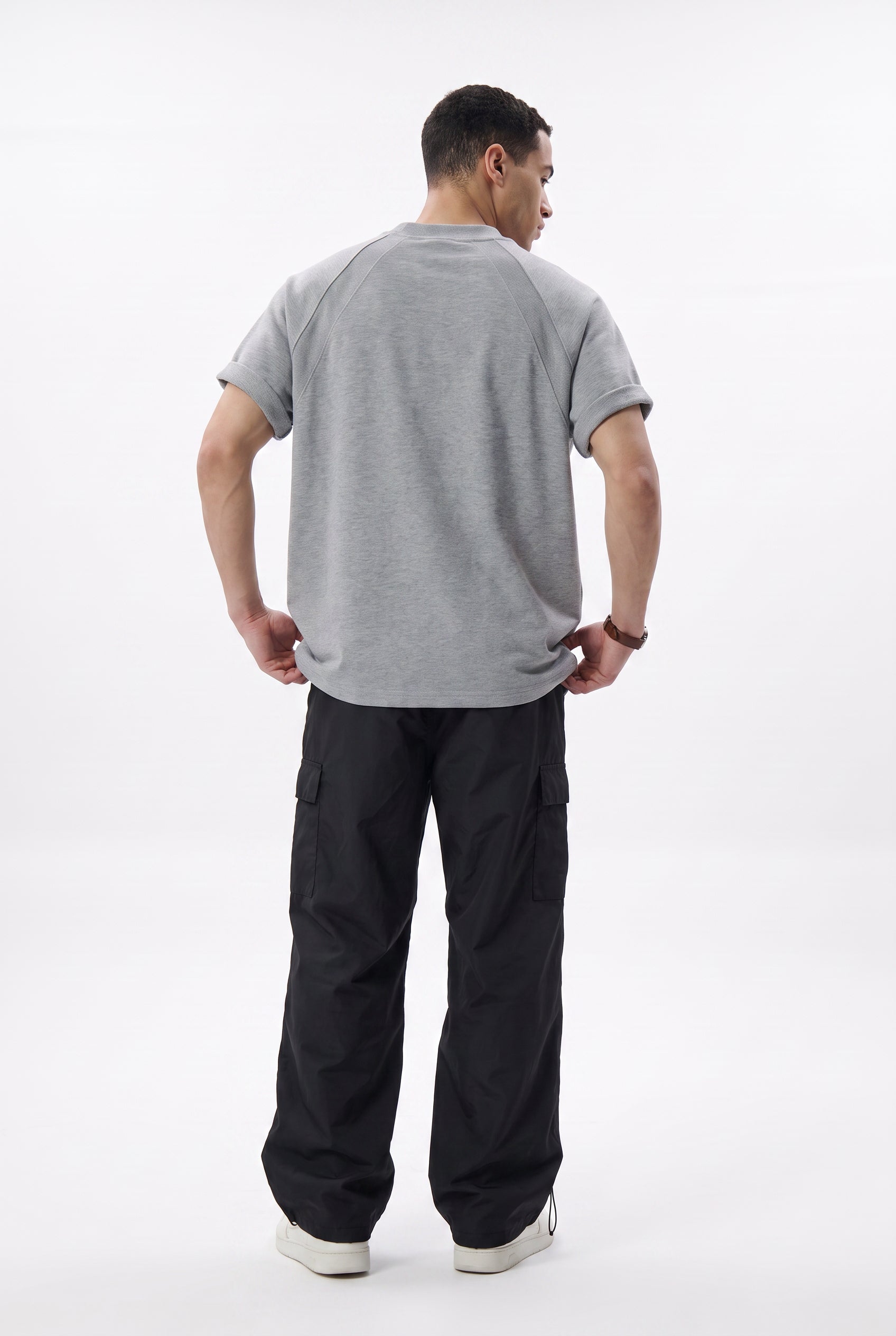 Grey Dropped Shoulder Oversized Tee