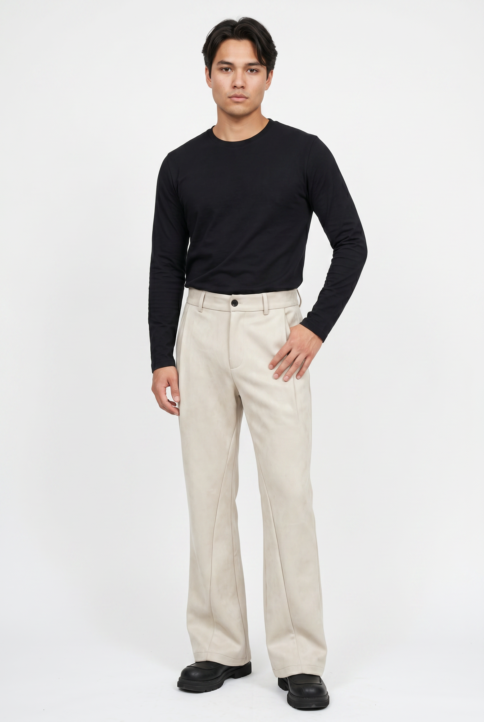 Cream Slim Formal Trouser