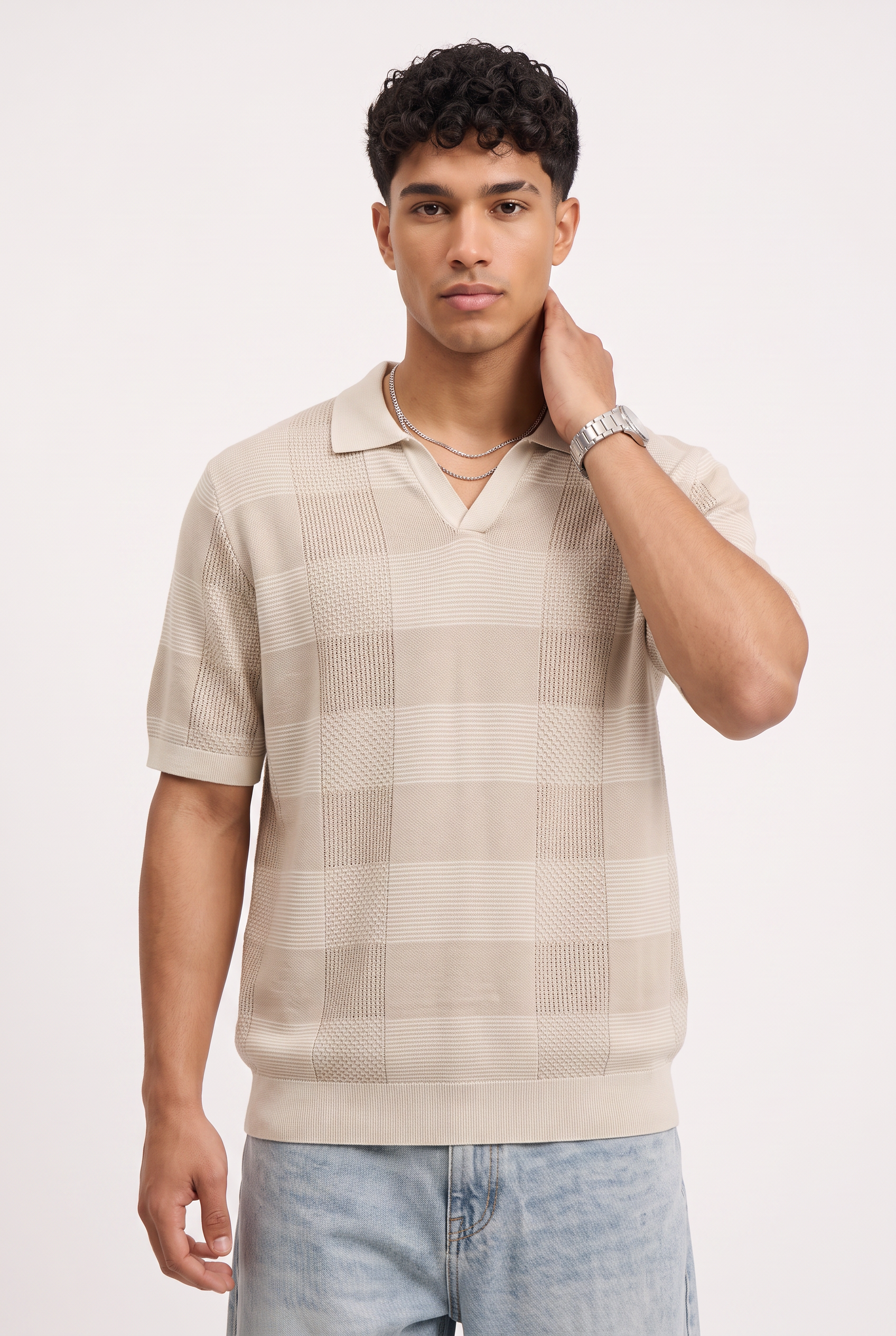 Beige Dropped Shoulder Oversized Tee
