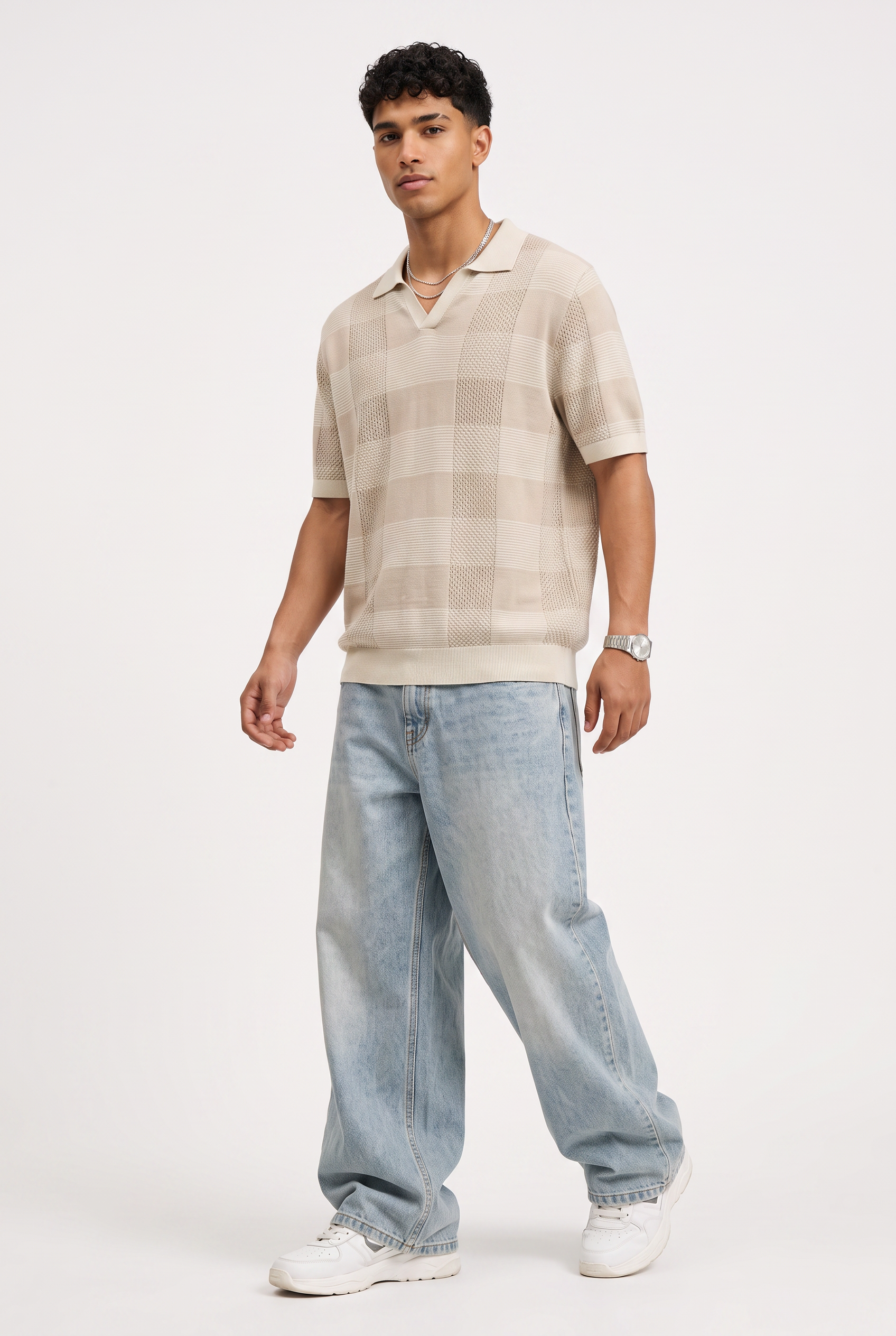 Beige Dropped Shoulder Oversized Tee