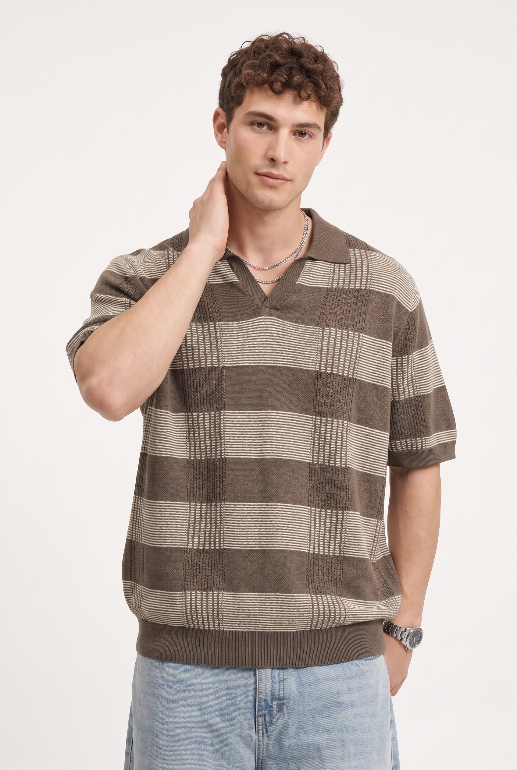 Brown Dropped Shoulder Oversized Tee