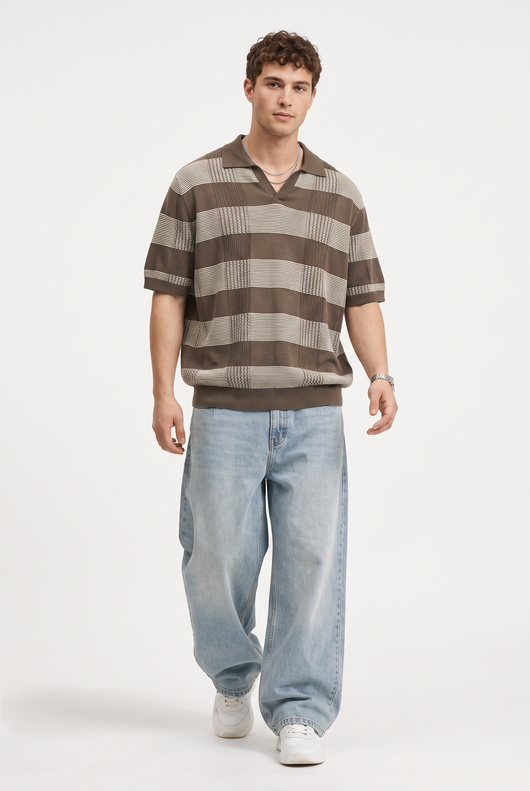 Brown Dropped Shoulder Oversized Tee