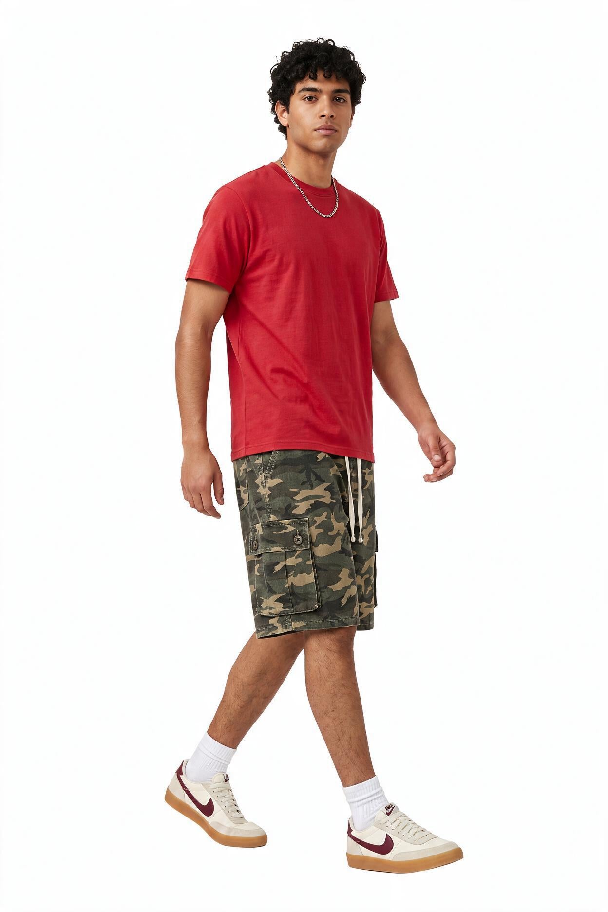 Olive Drawstring Regular Shorts