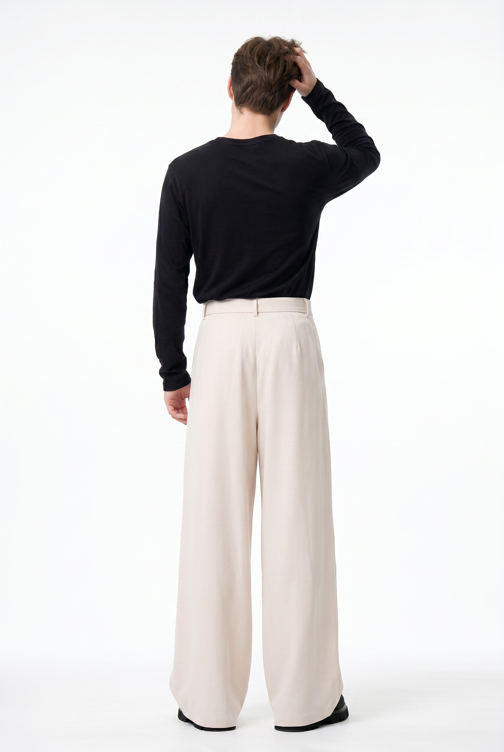 Cream Relaxed Tapered Casual Trouser