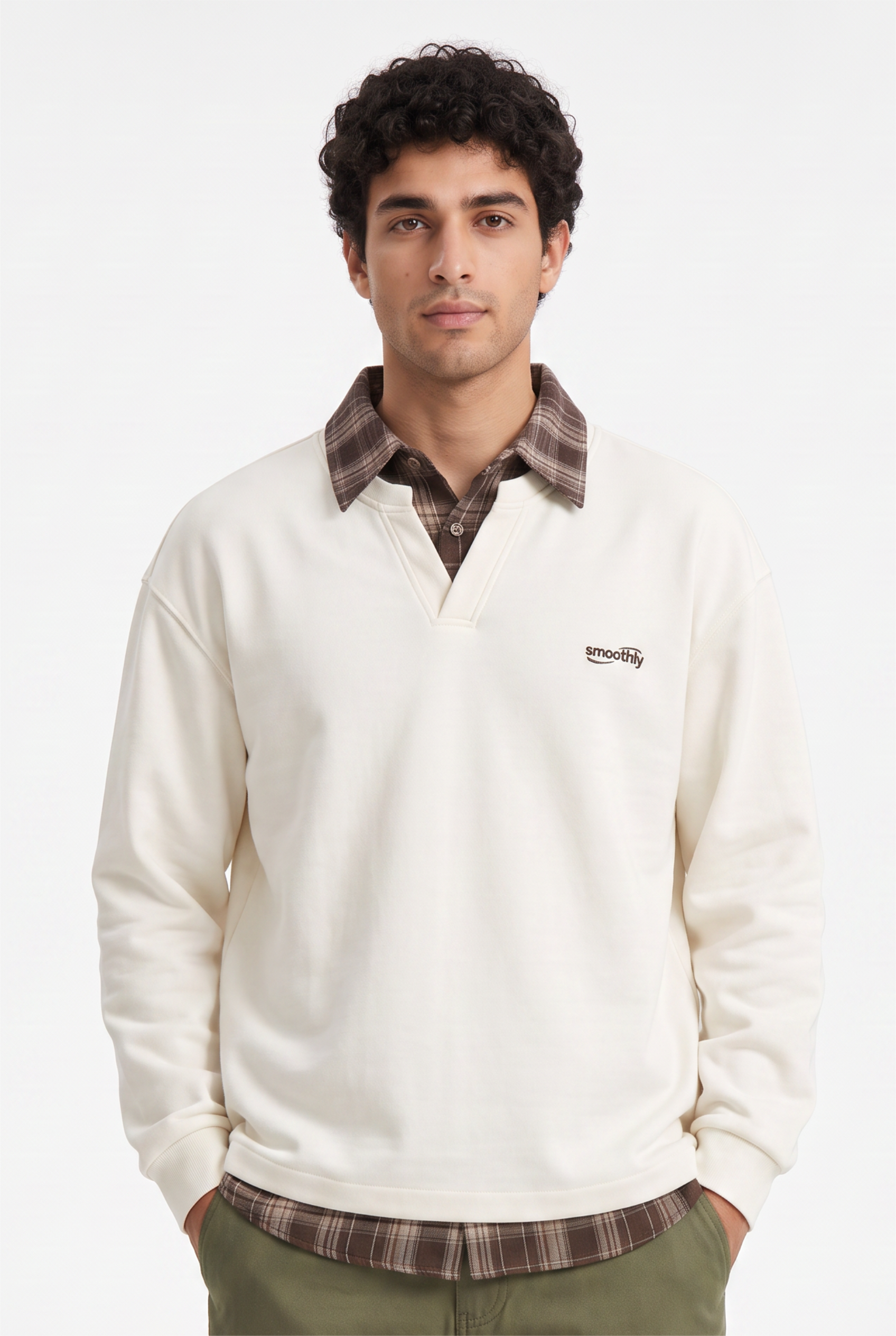 Cream Ribbed Oversized Sweatshirt