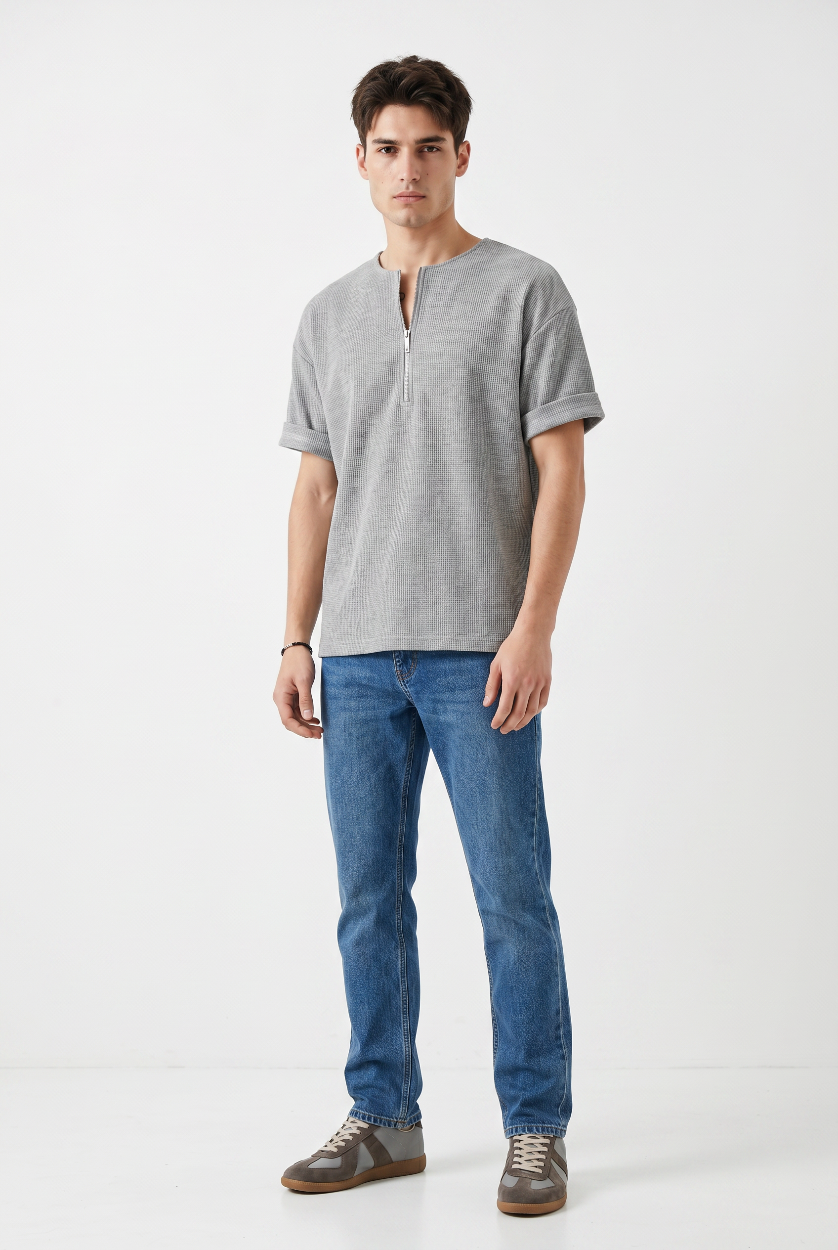 Grey Relaxed Drop-Shoulder Tee