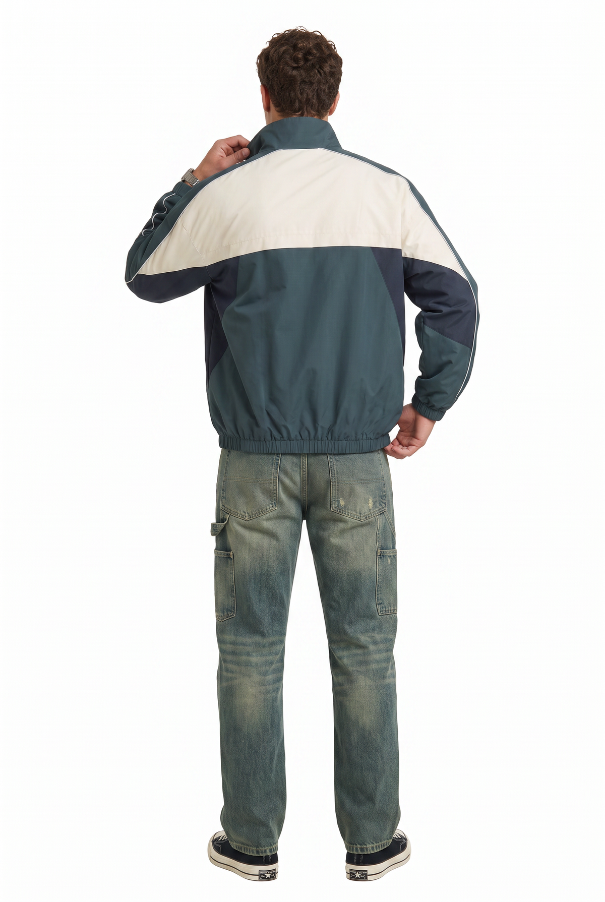 Colorblock Teal Windbreaker Jacket