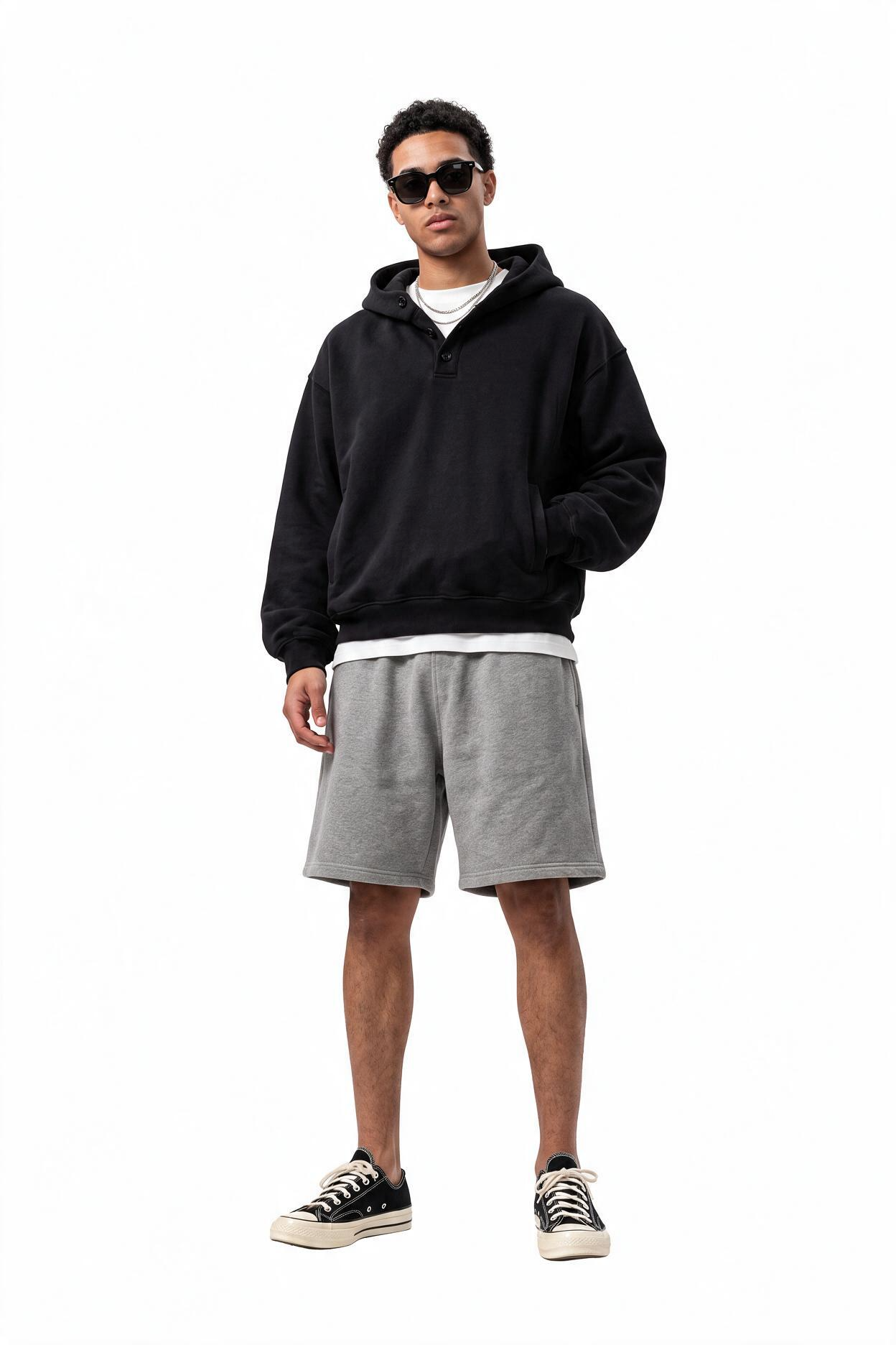 Black Oversized Drawstring Hoodie