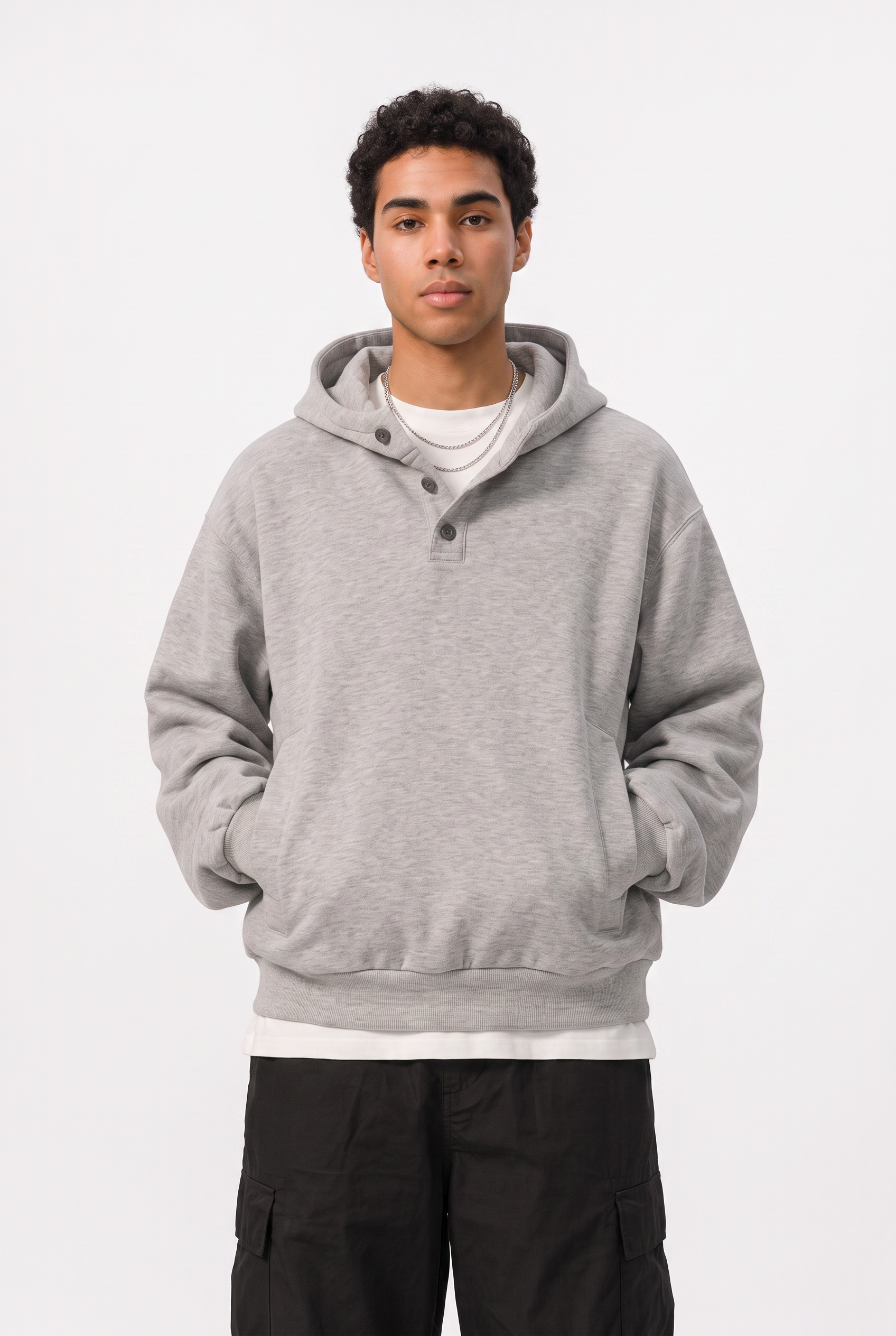 Grey Oversized Drawstring Hoodie