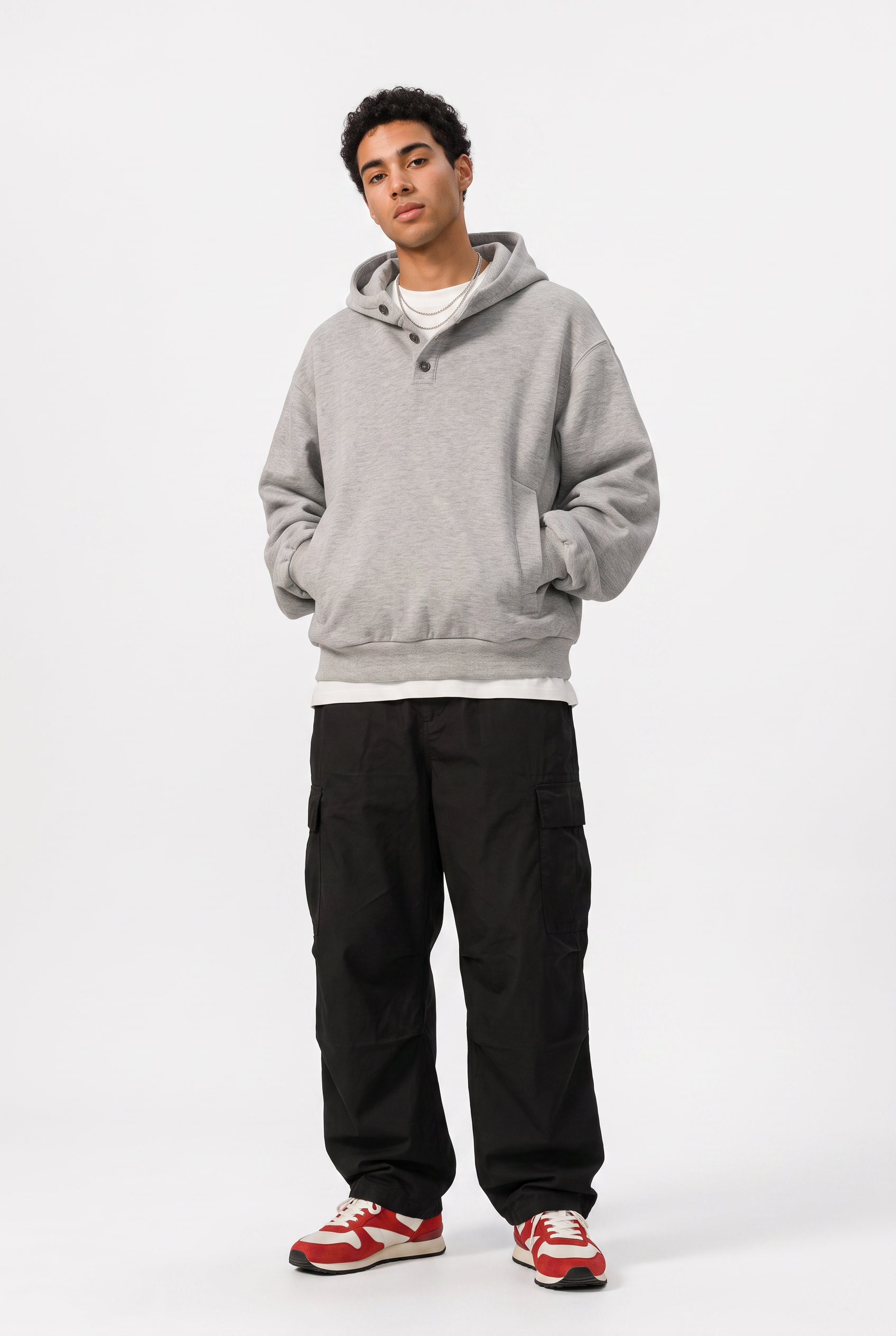 Grey Oversized Drawstring Hoodie