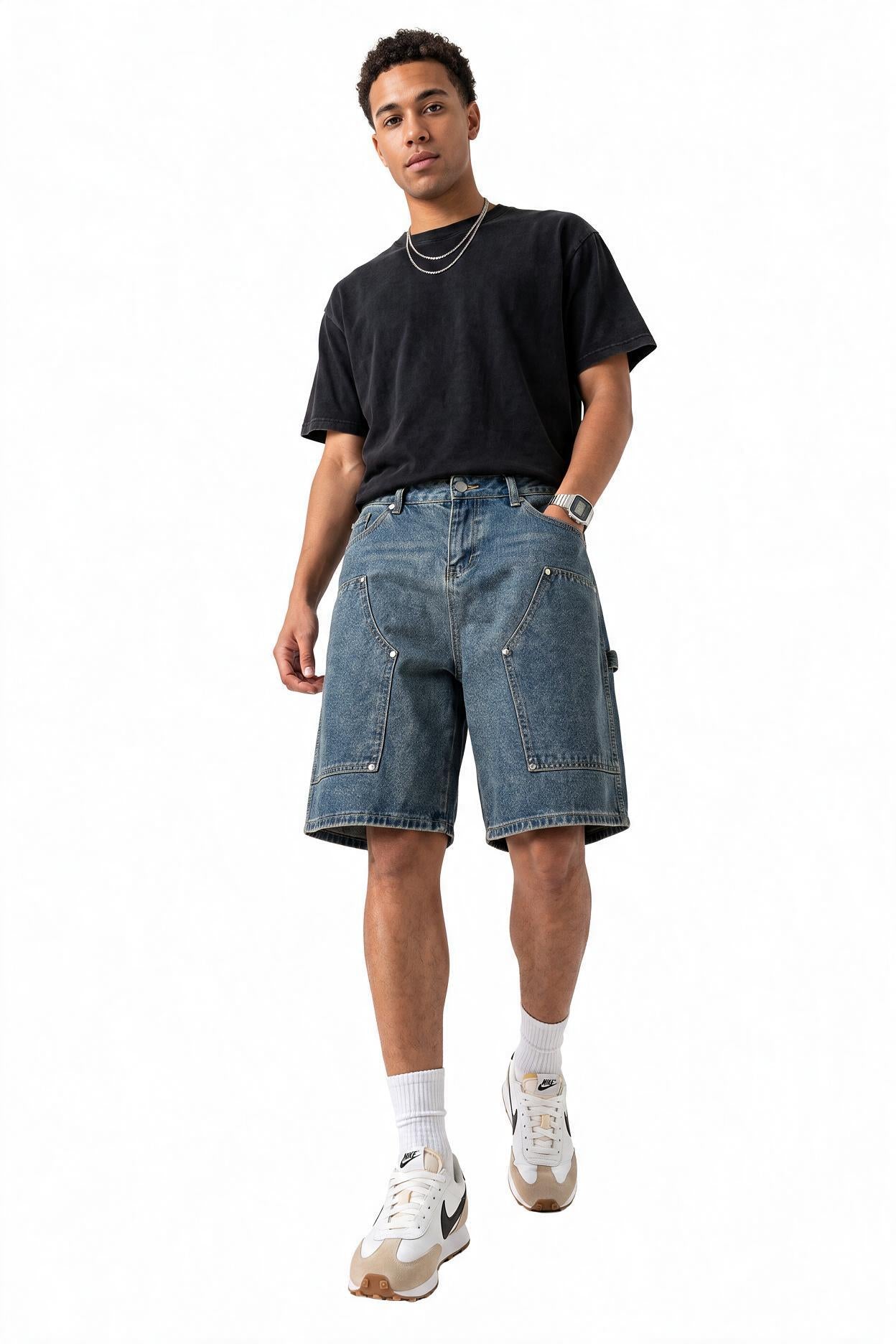 Sky Blue Drawstring Chino Shorts