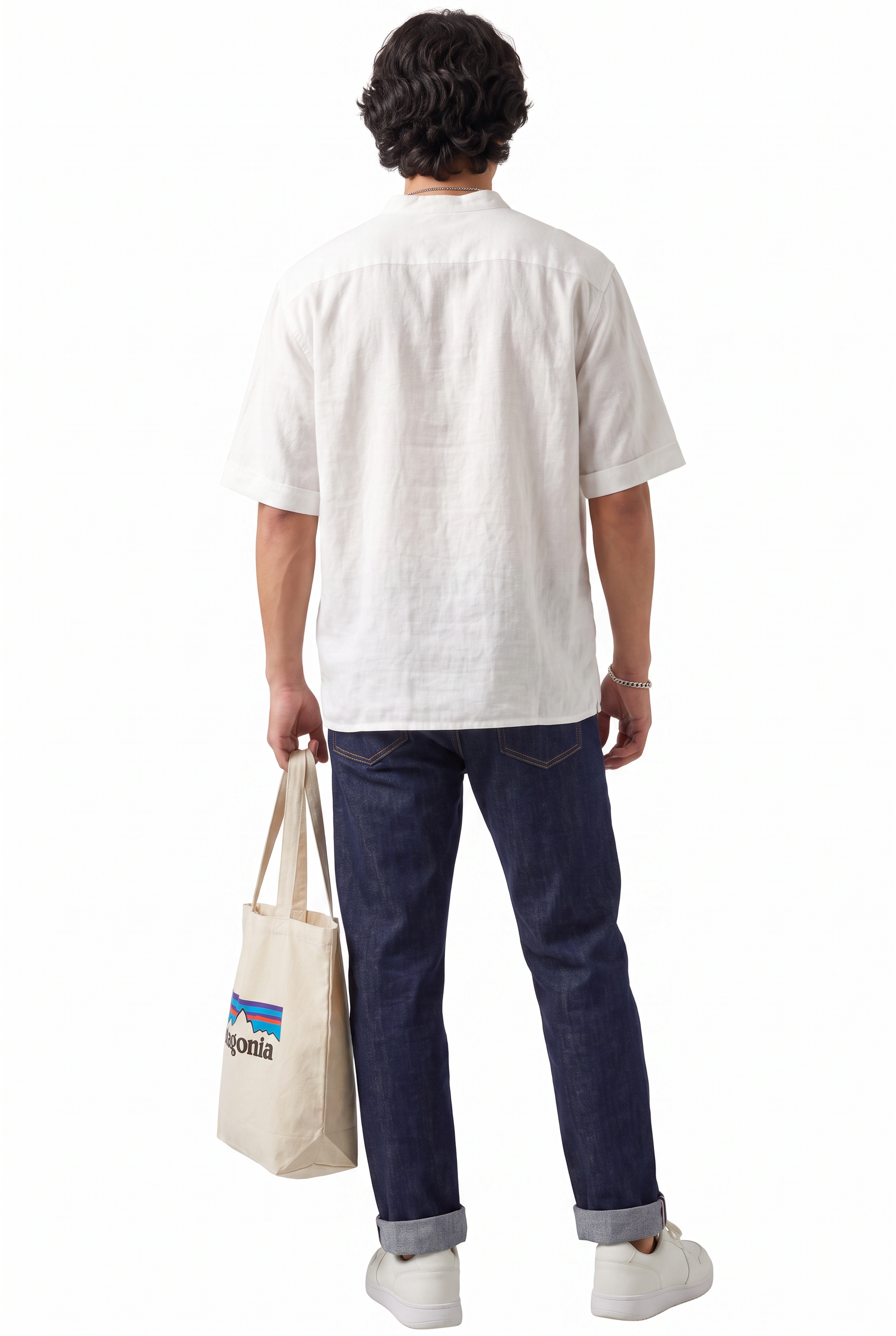 White Chest Pocket Casual Shirt