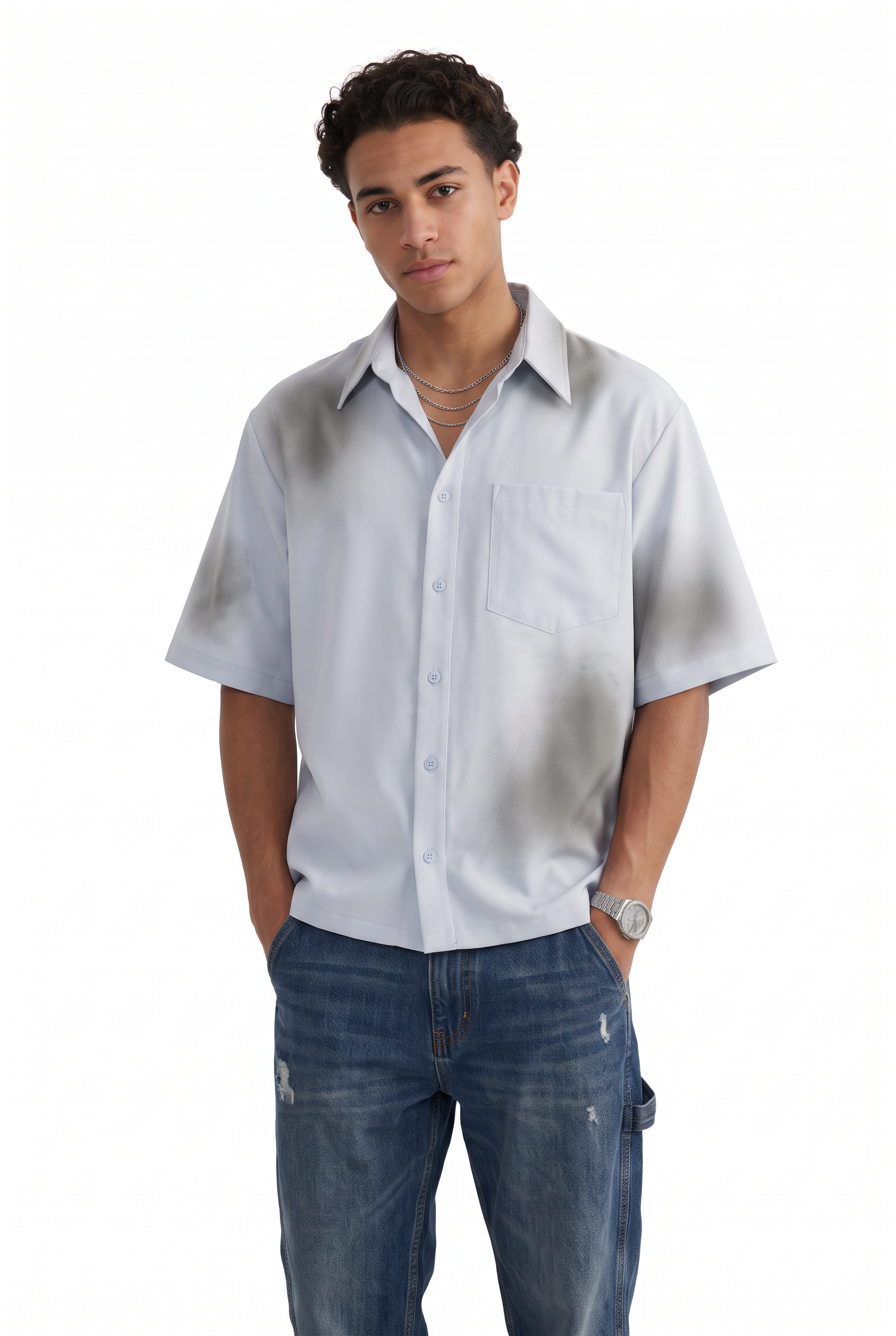 Sky Blue Chest Pocket Casual Shirt