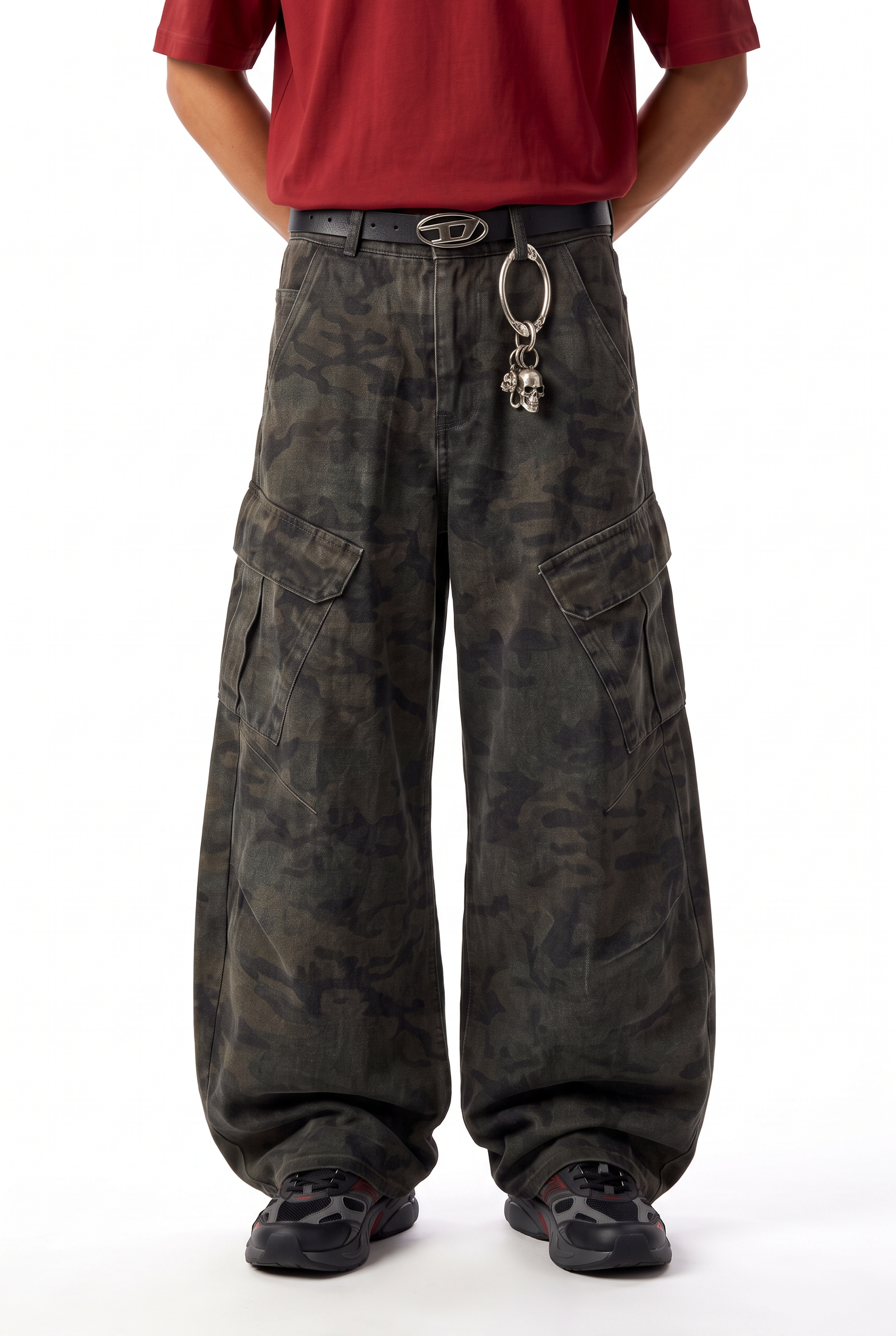 Black Drawstring Straight Casual Trousers