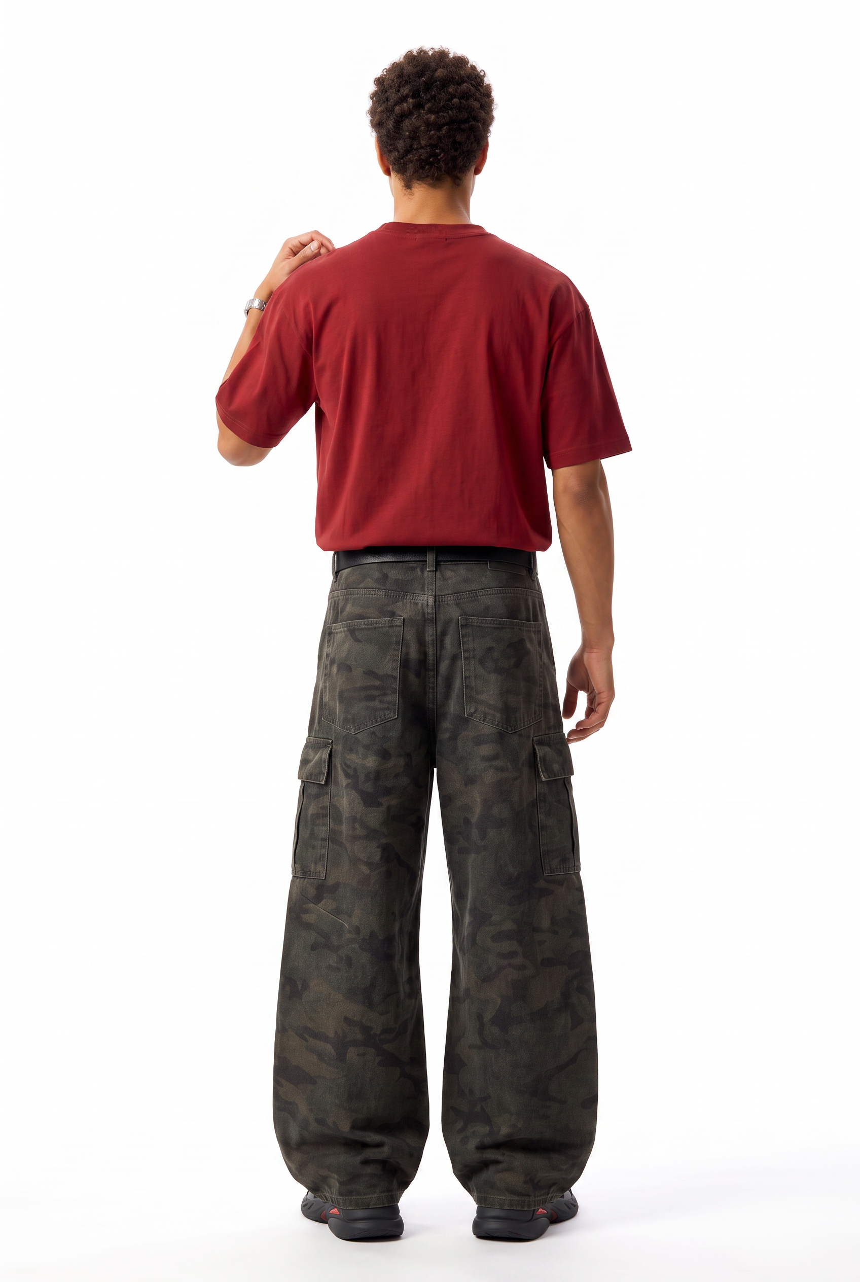 Black Drawstring Straight Casual Trousers