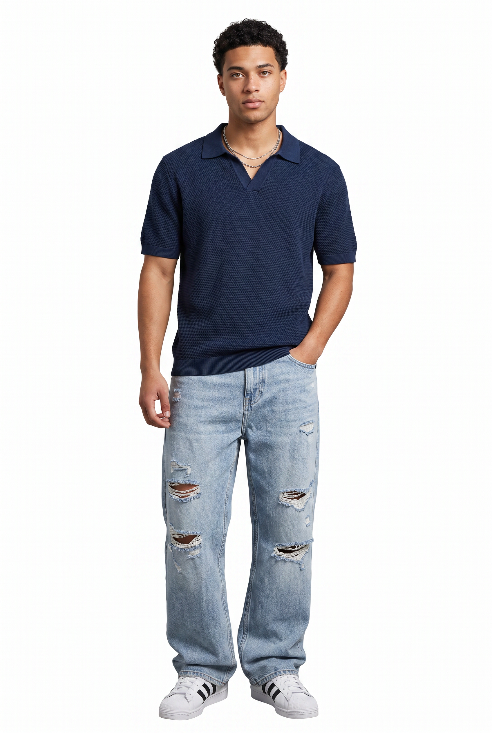 Sky Blue Chest Pocket Crew Tee