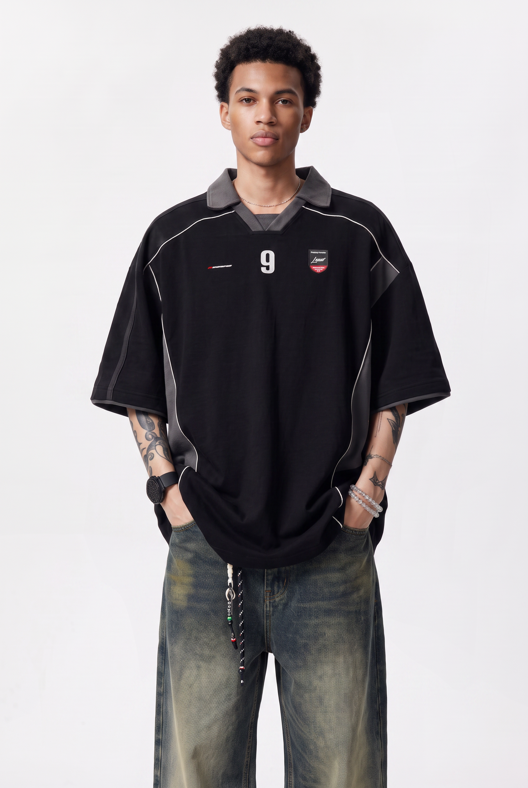 Black Oversized Crew Neck Tee