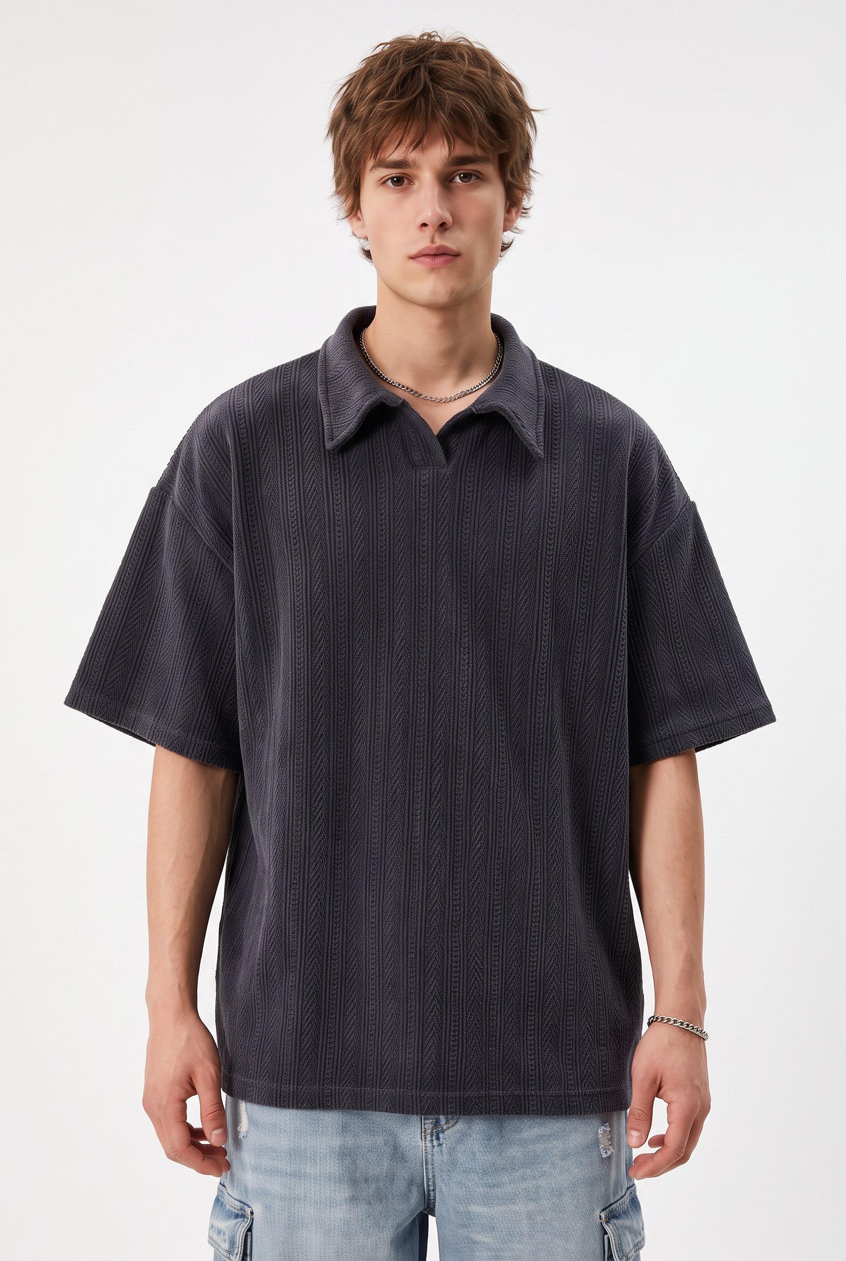 Grey Dropped Shoulder Oversized Tee