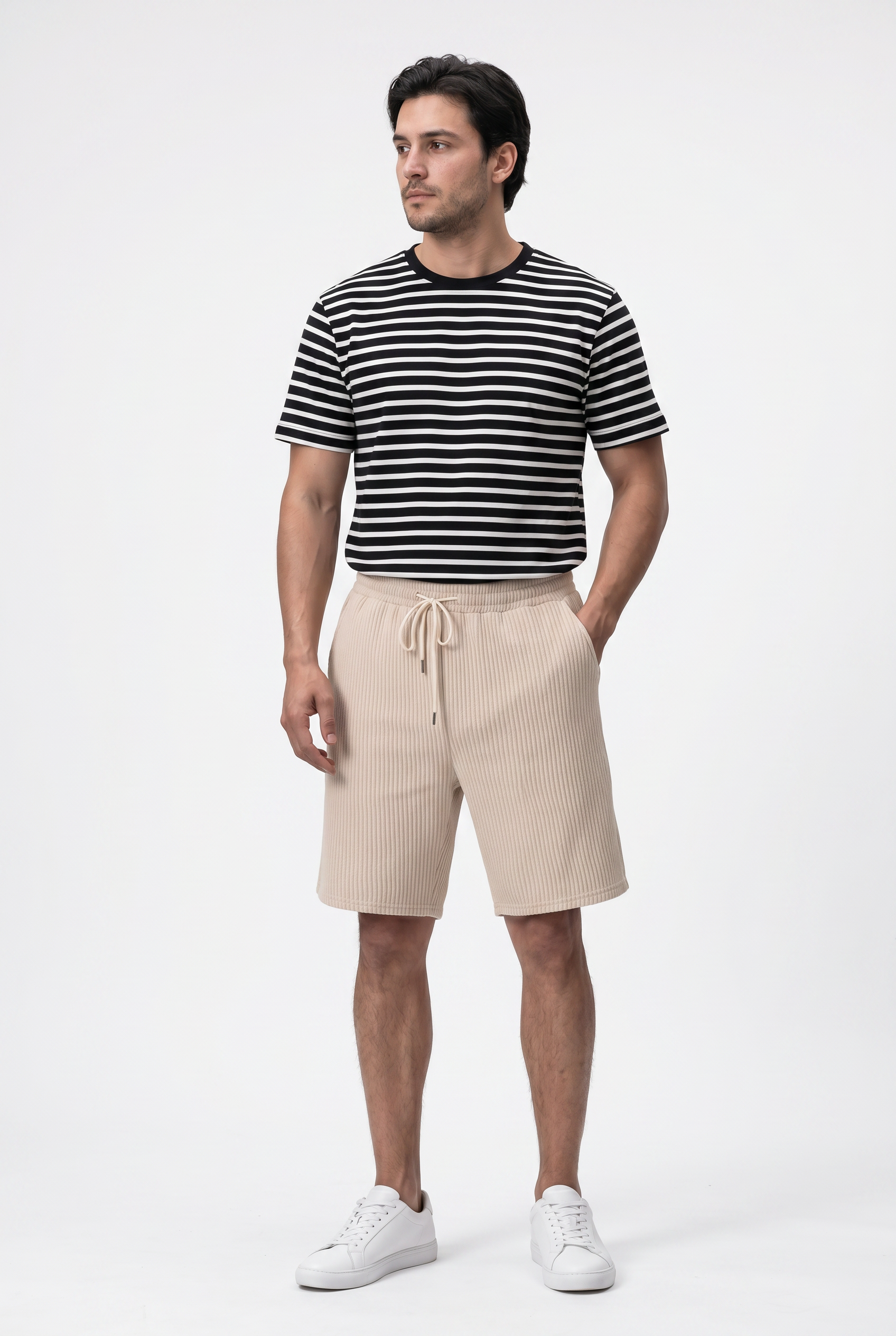 Beige Relaxed Chino Shorts