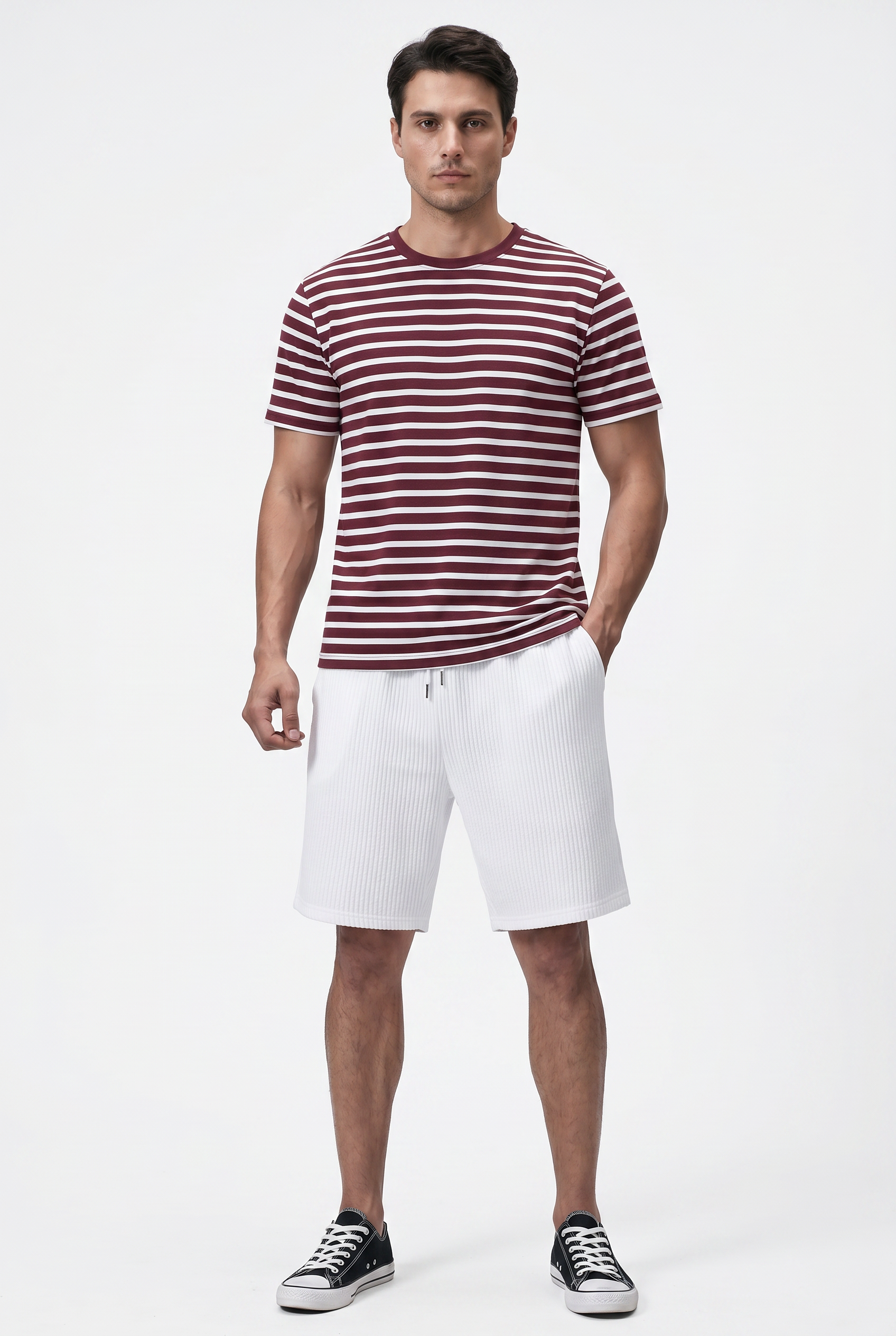 White Relaxed Drawstring Shorts