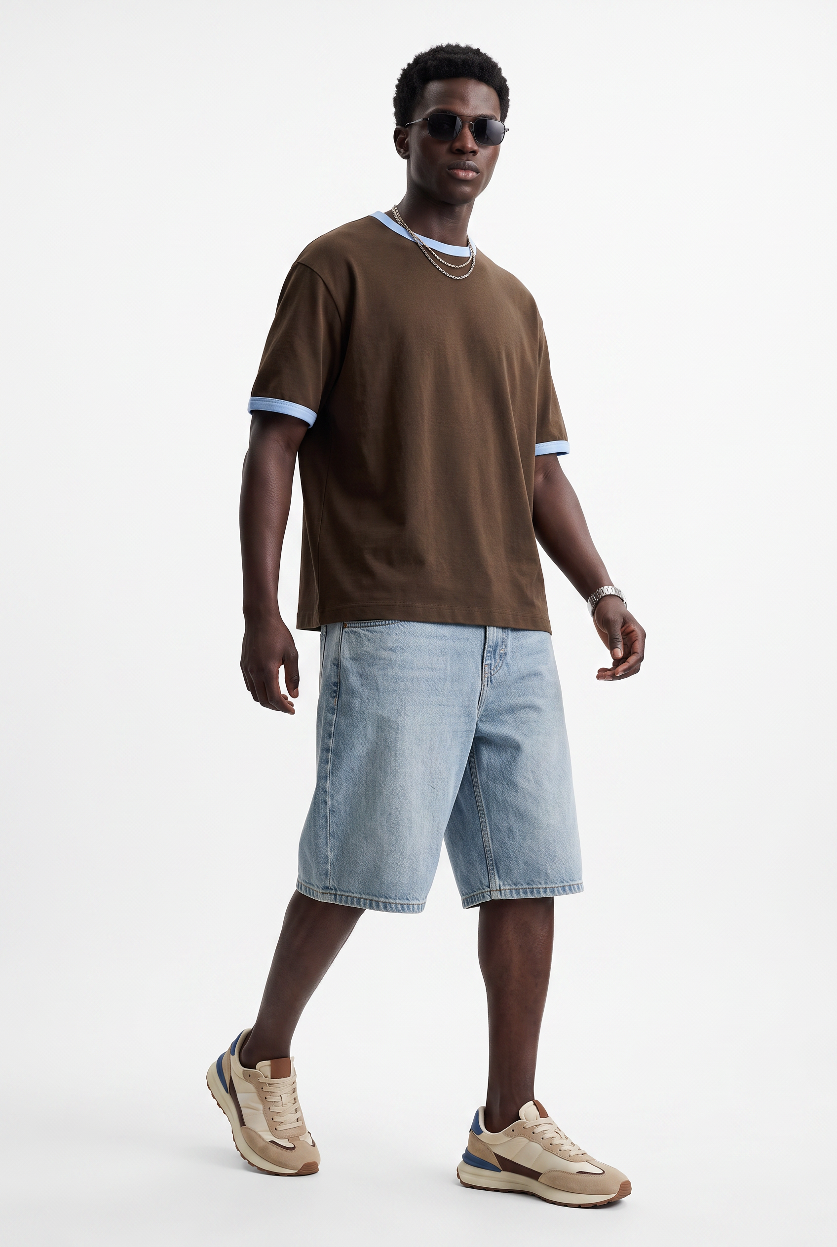 Brown Dropped Shoulder Oversized Tee