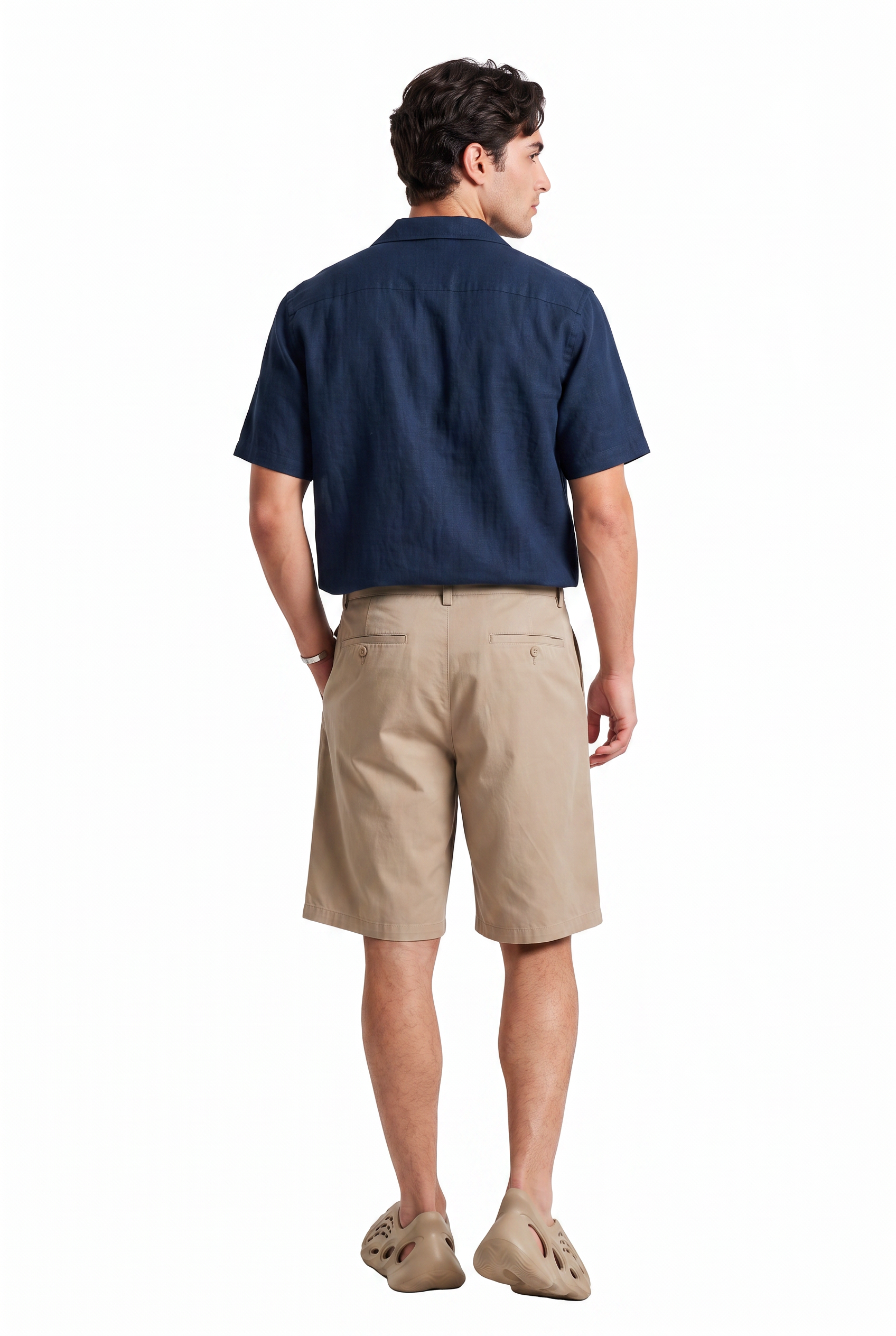 Beige Drawstring Regular Shorts