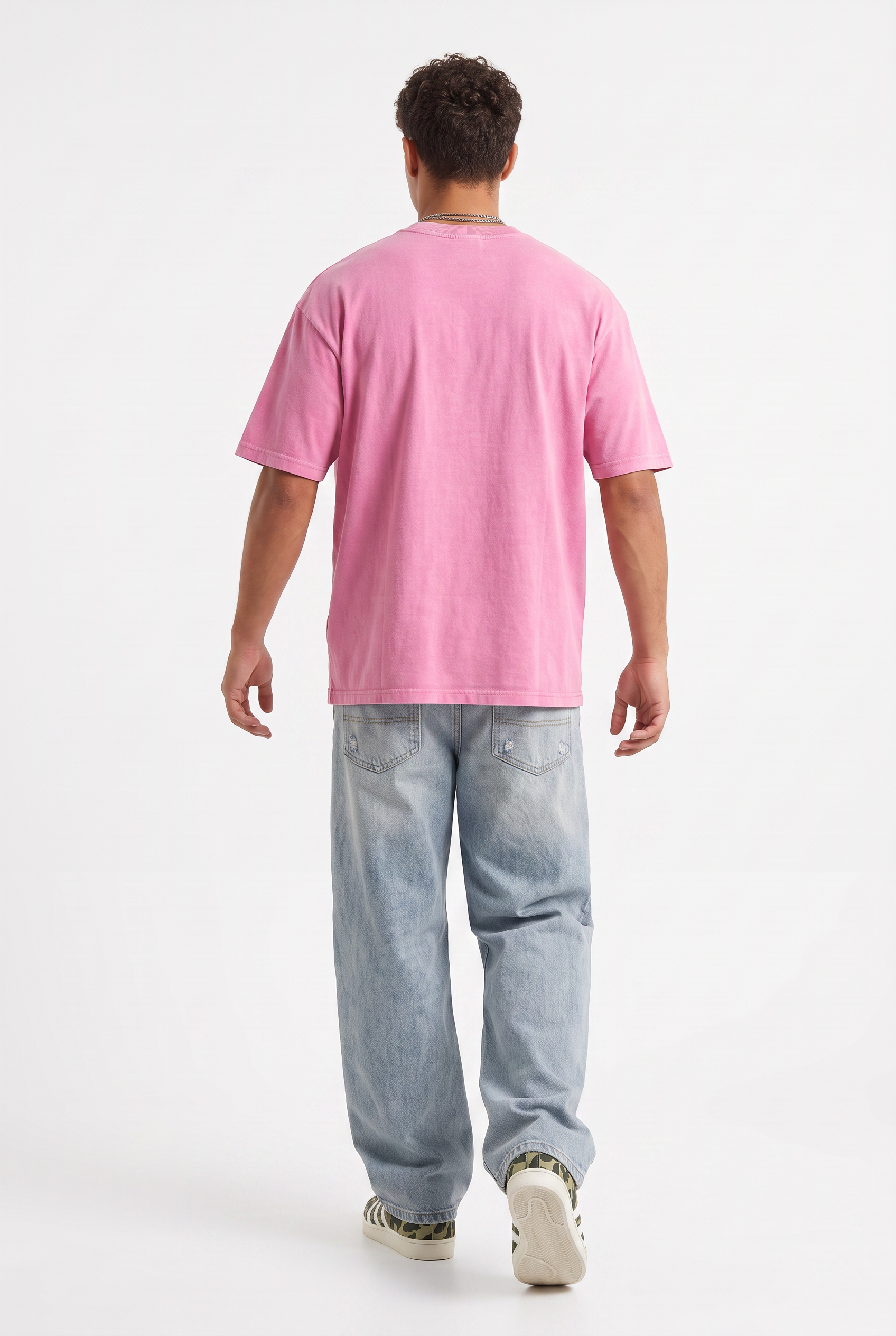 Pink Dropped Shoulder Oversized Tee
