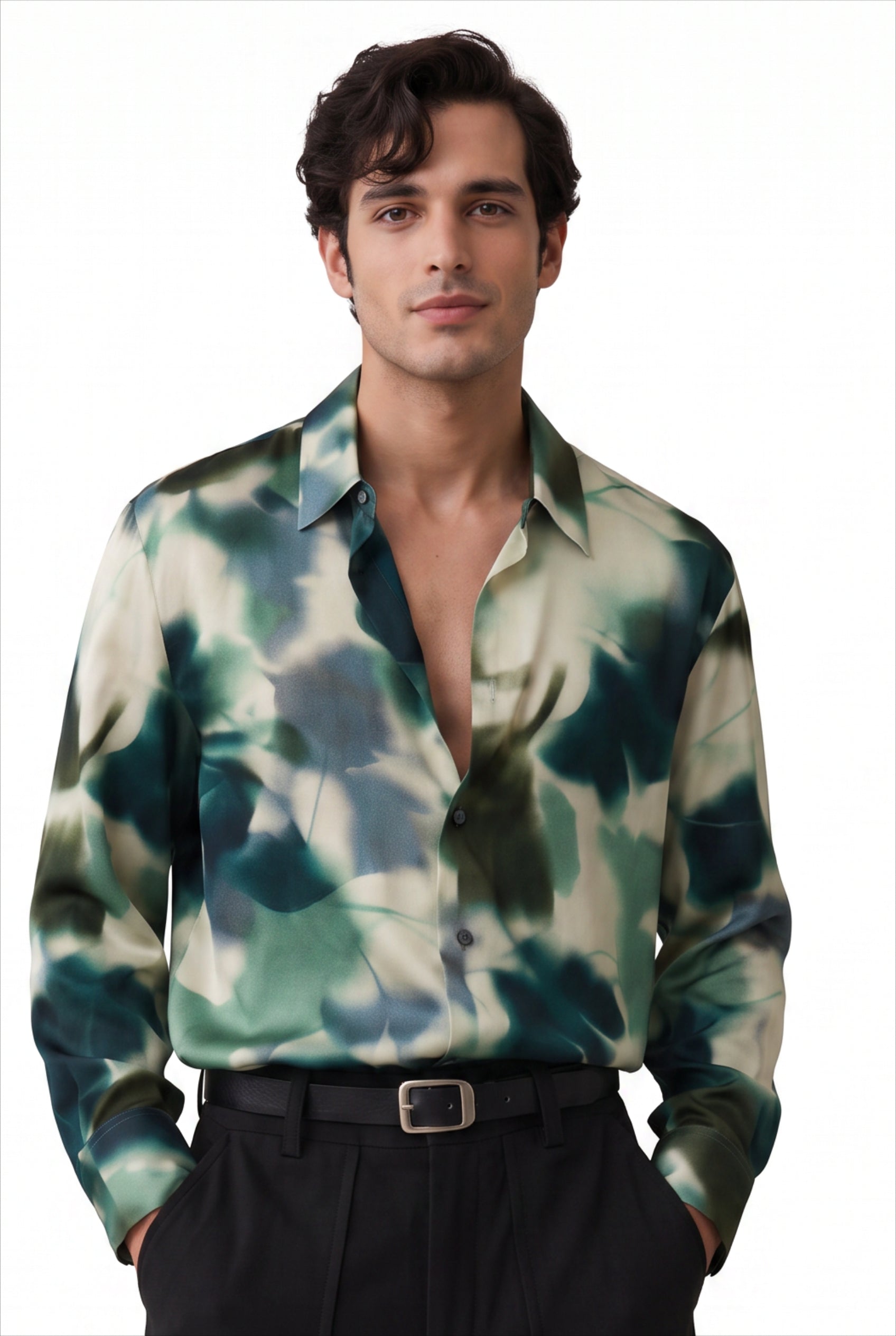 Olive Chest Pocket Casual Shirt
