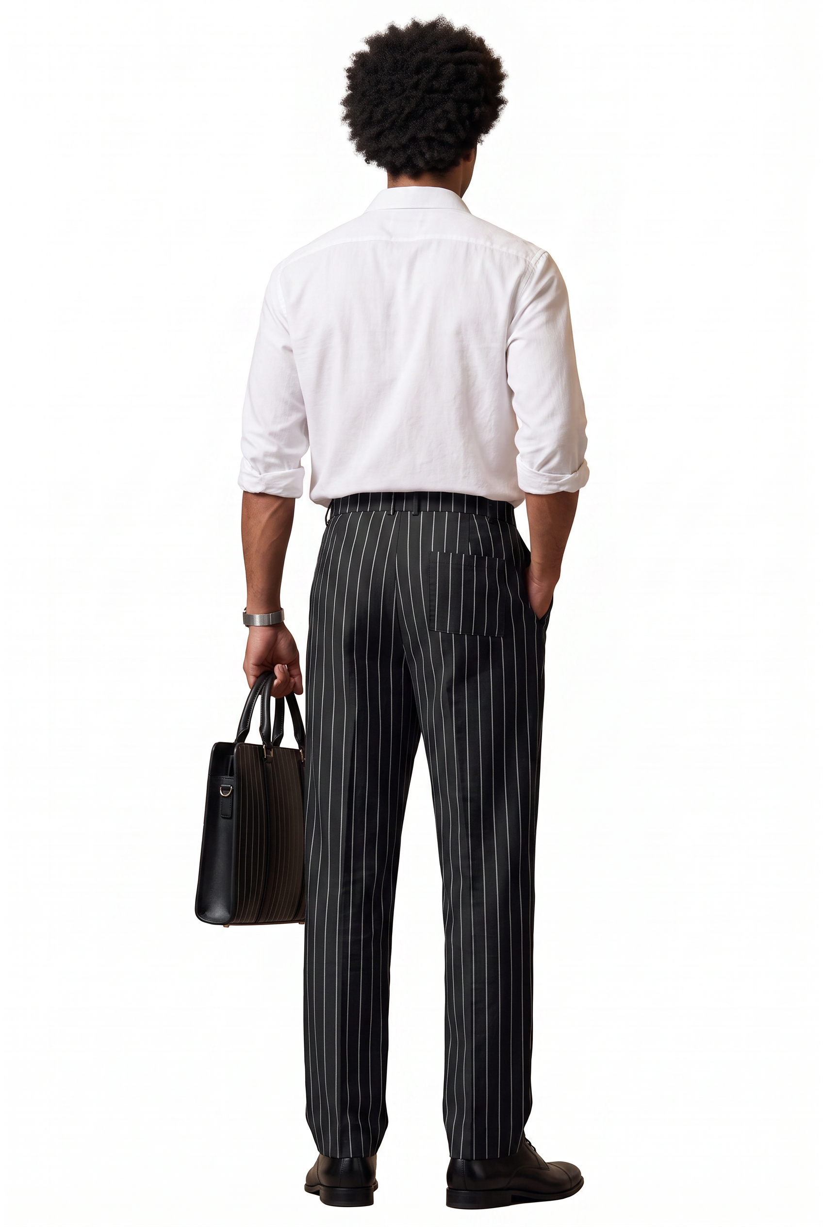 Black Slim Flat Front Formal Trousers