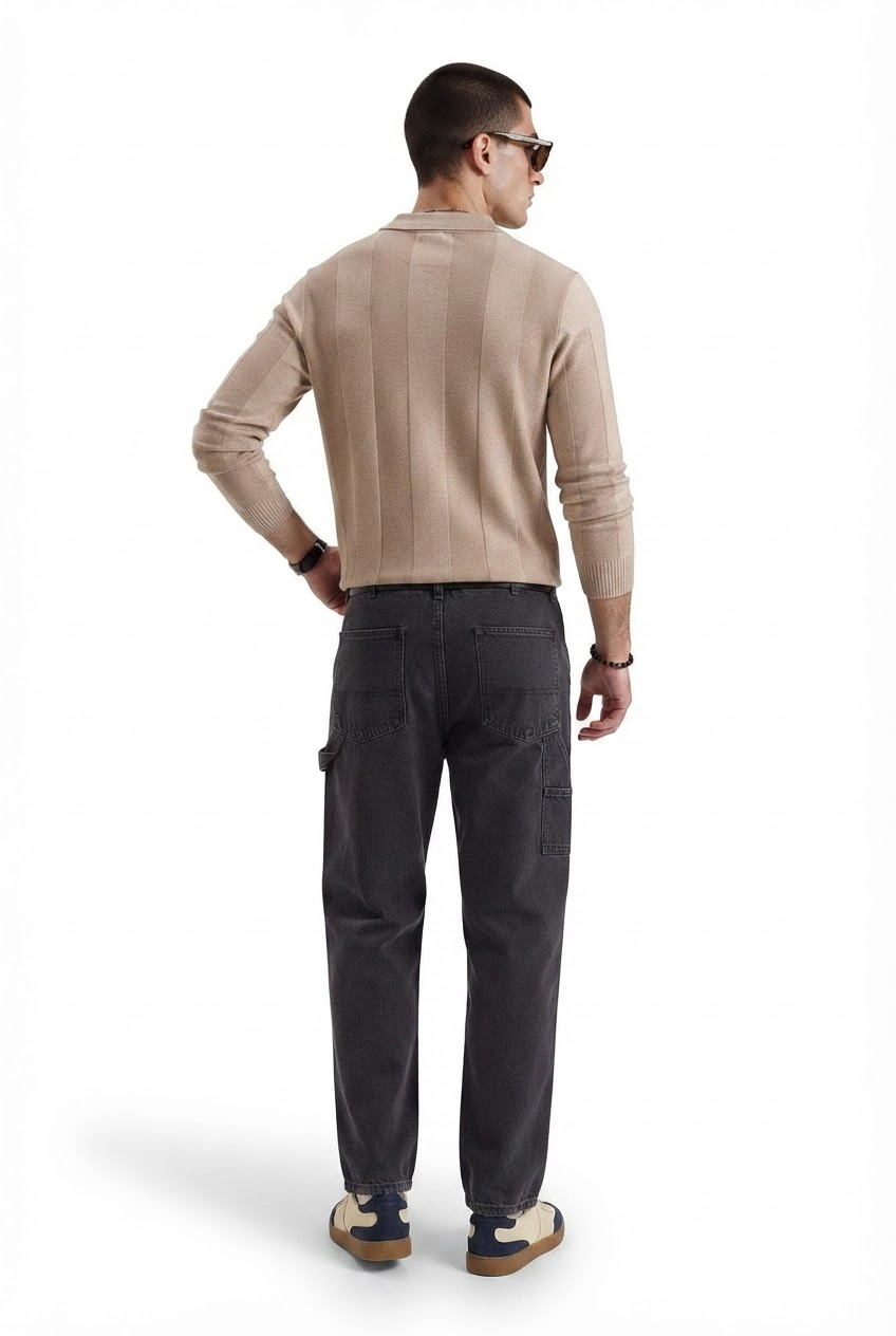 Beige Oversized Crew Neck Tee