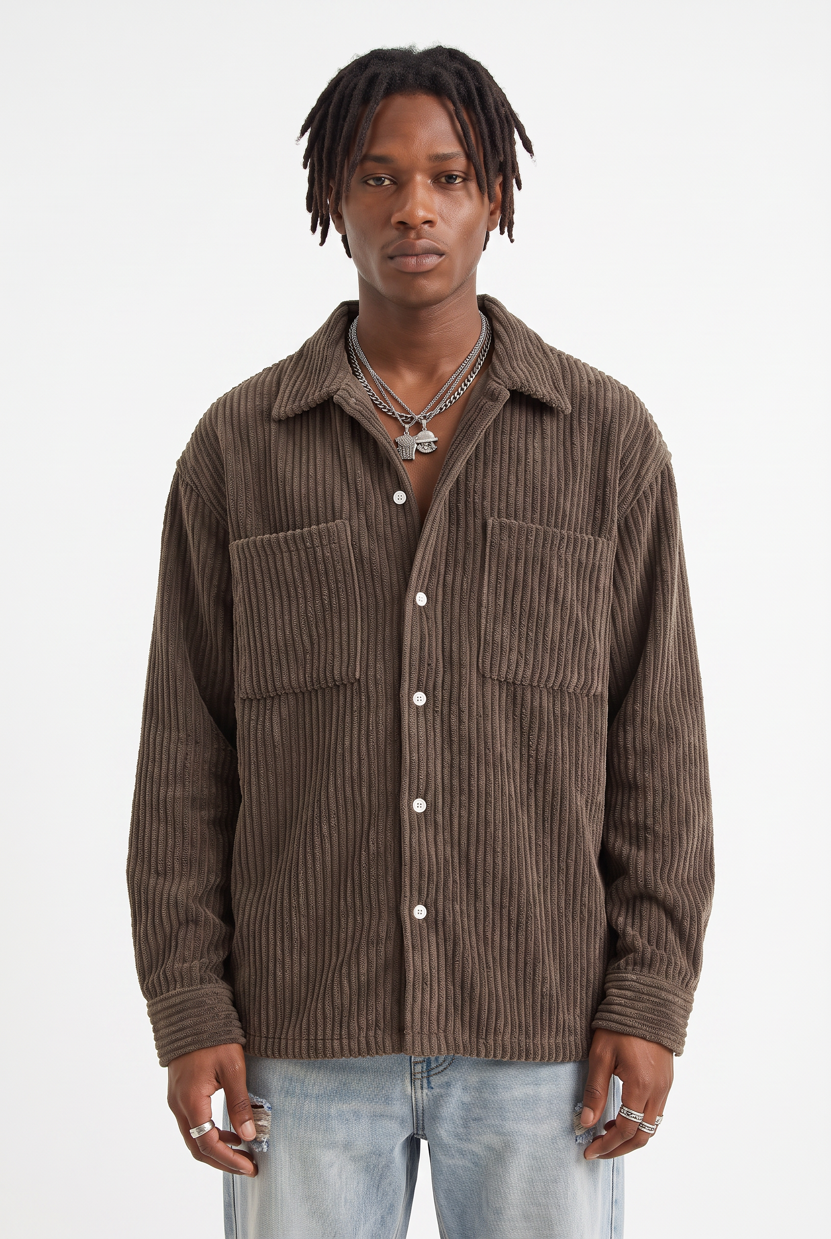 Brown Chest Pocket Casual Shirt