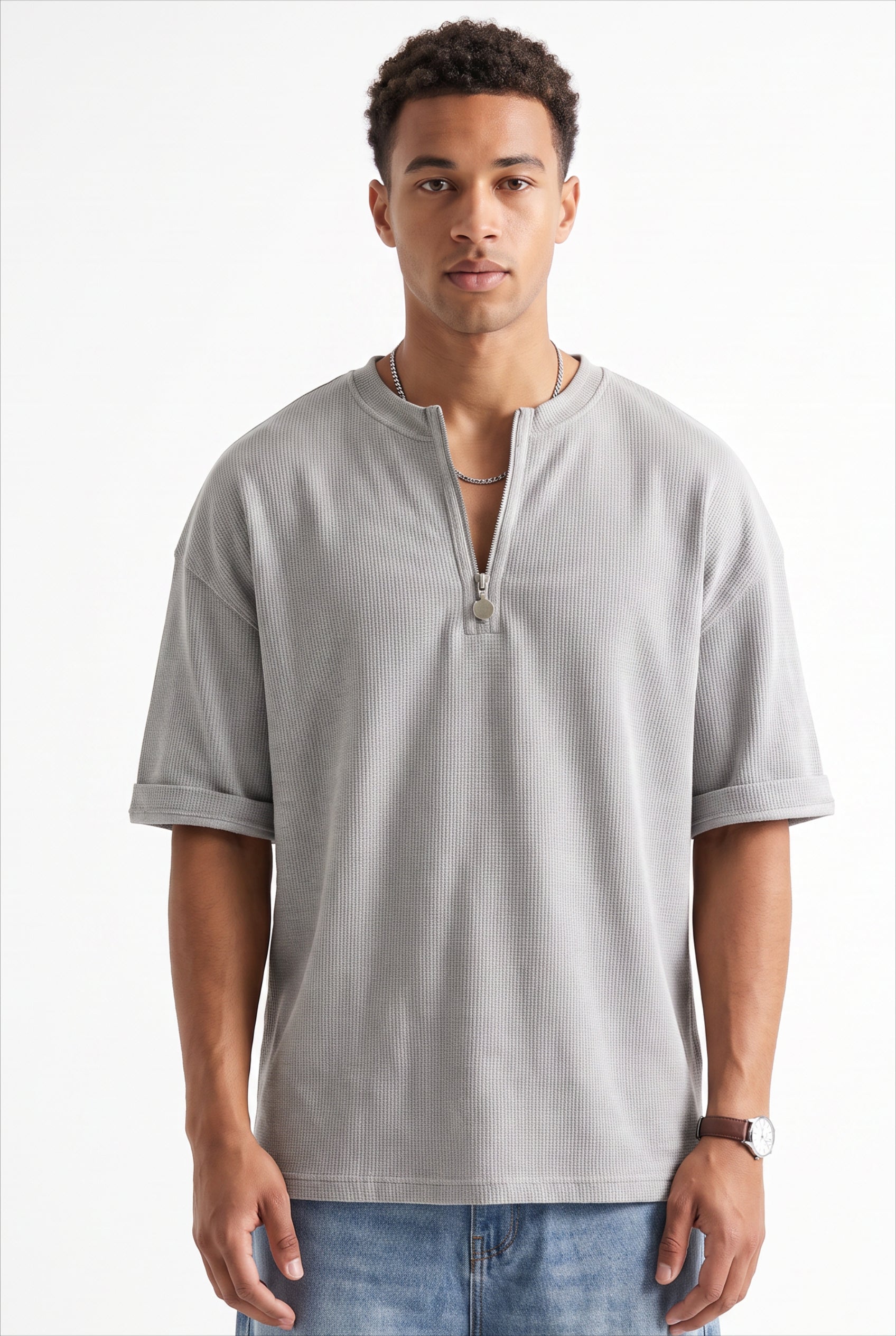 Grey Dropped Shoulder Oversized Tee