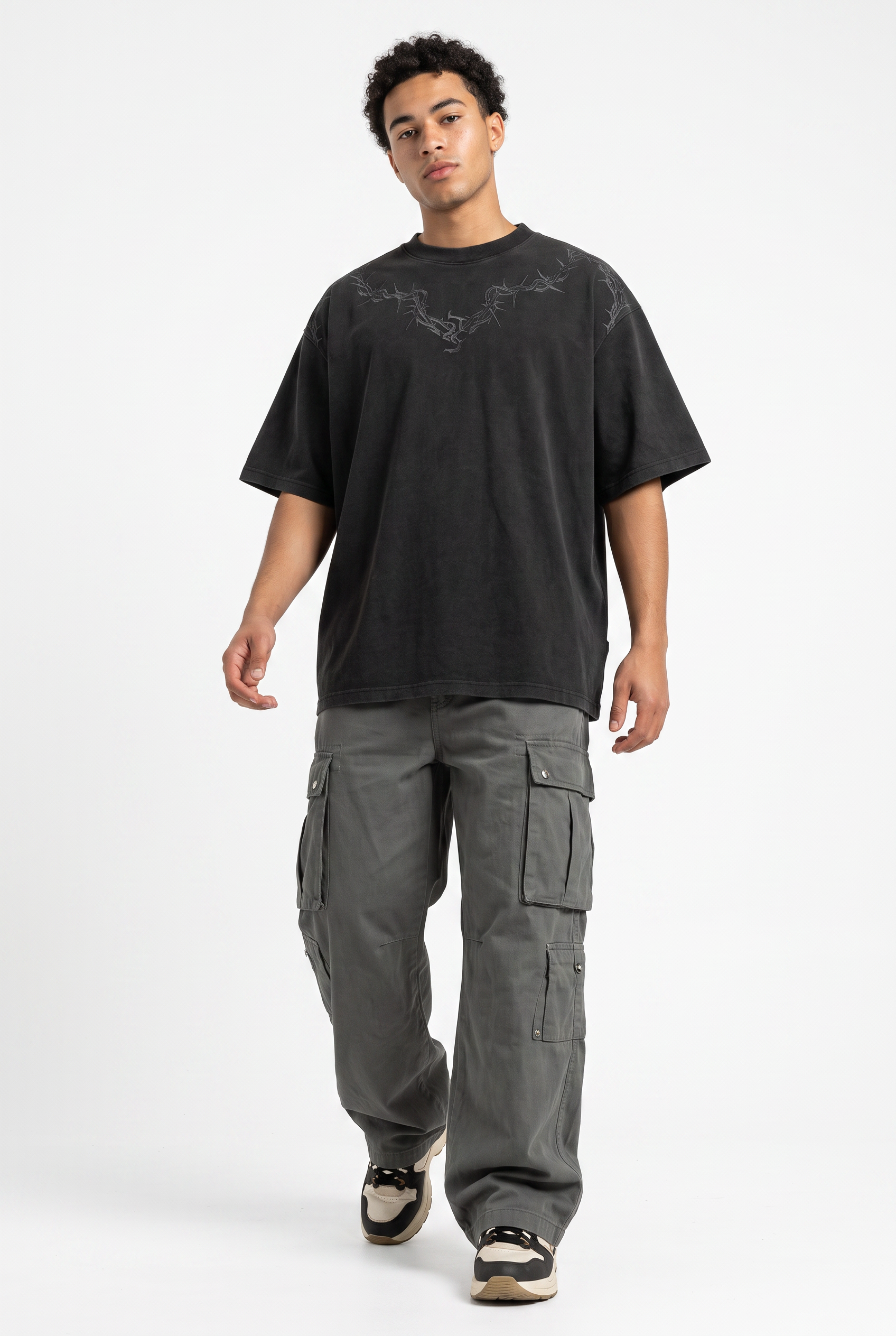 Black Dropped Shoulder Oversized Tee