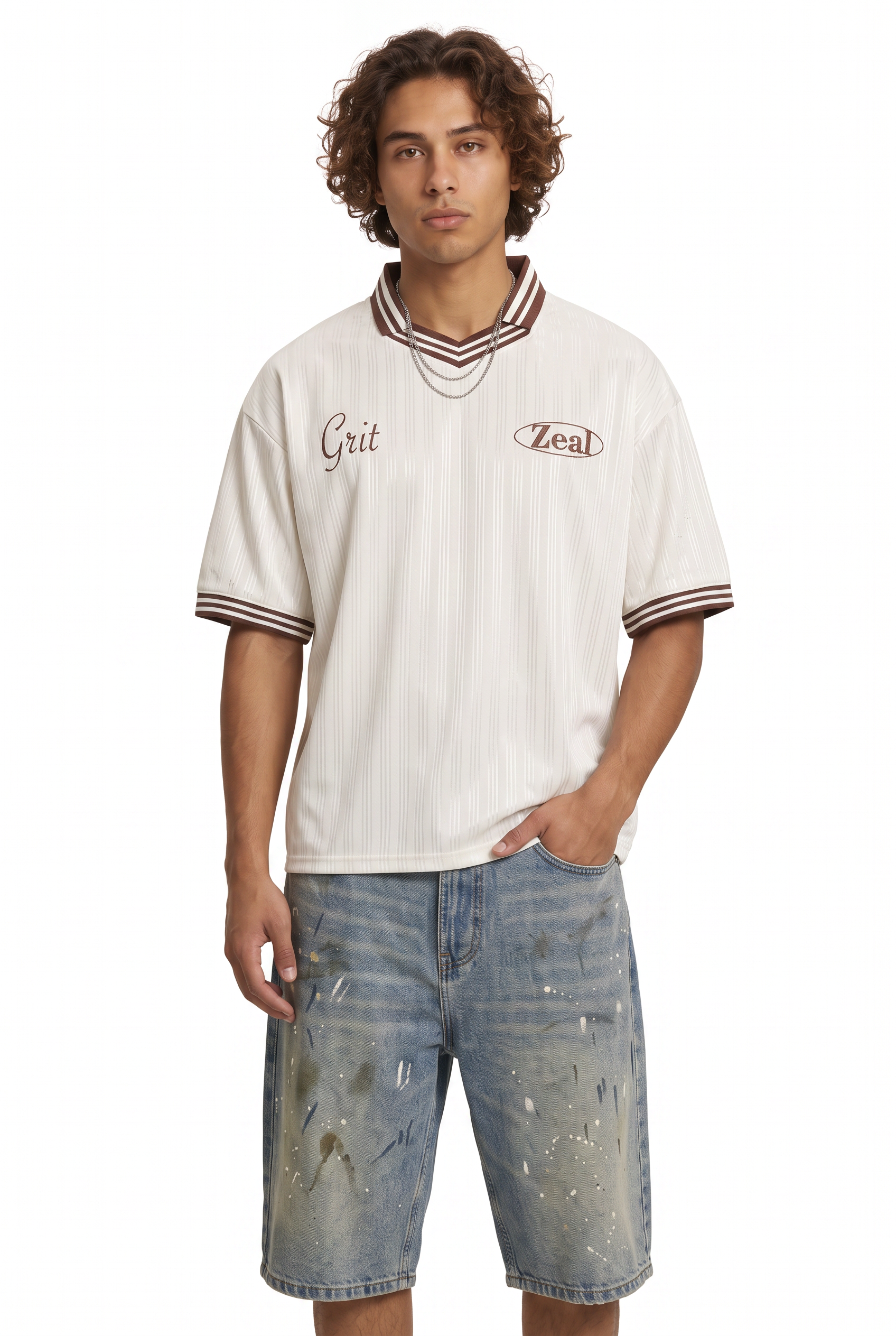 Cream Oversized Crew Neck Tee
