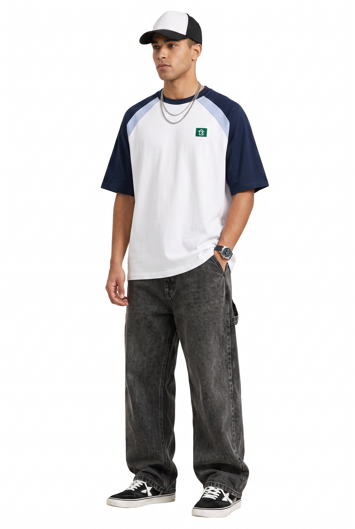 Colorblock Navy Raglan T-Shirt