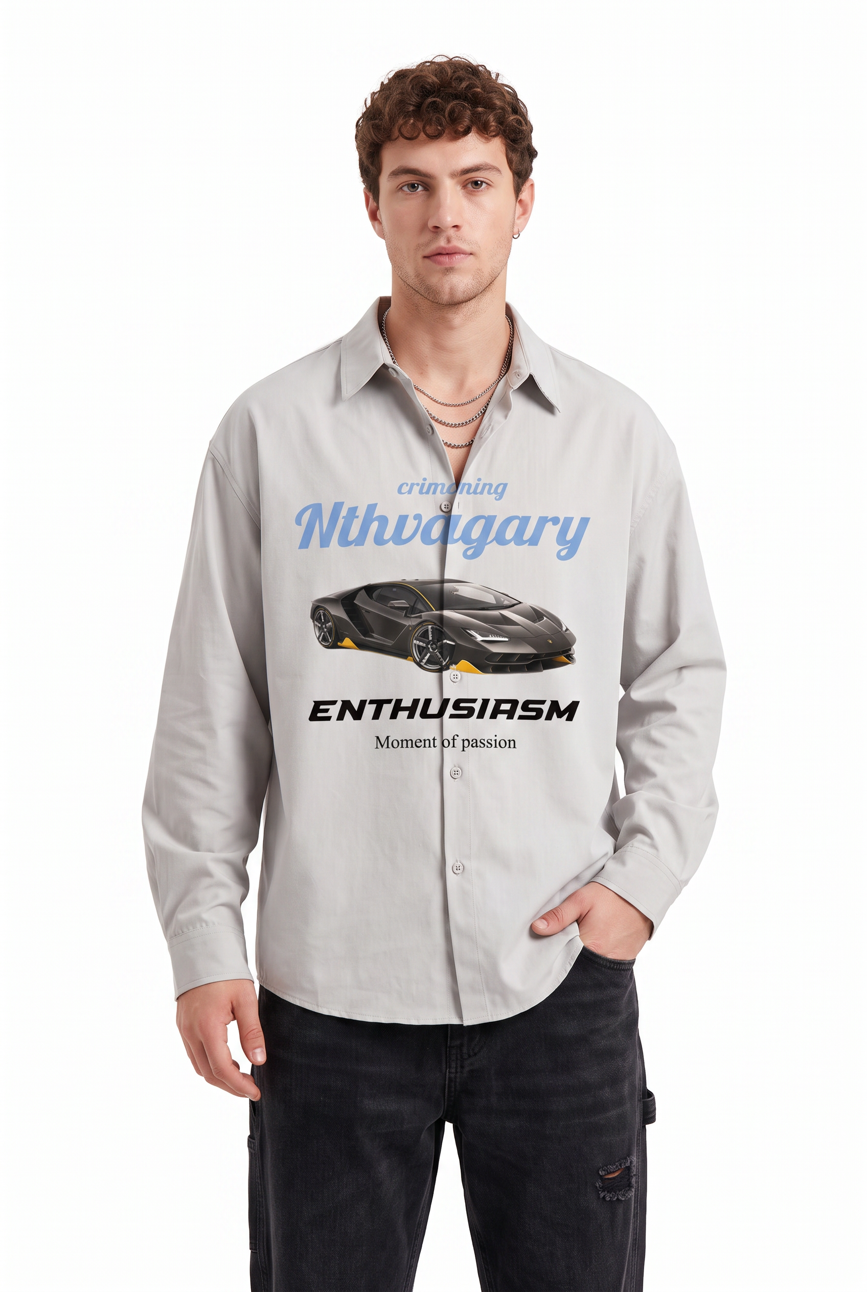 White Chest Pocket Casual Shirt