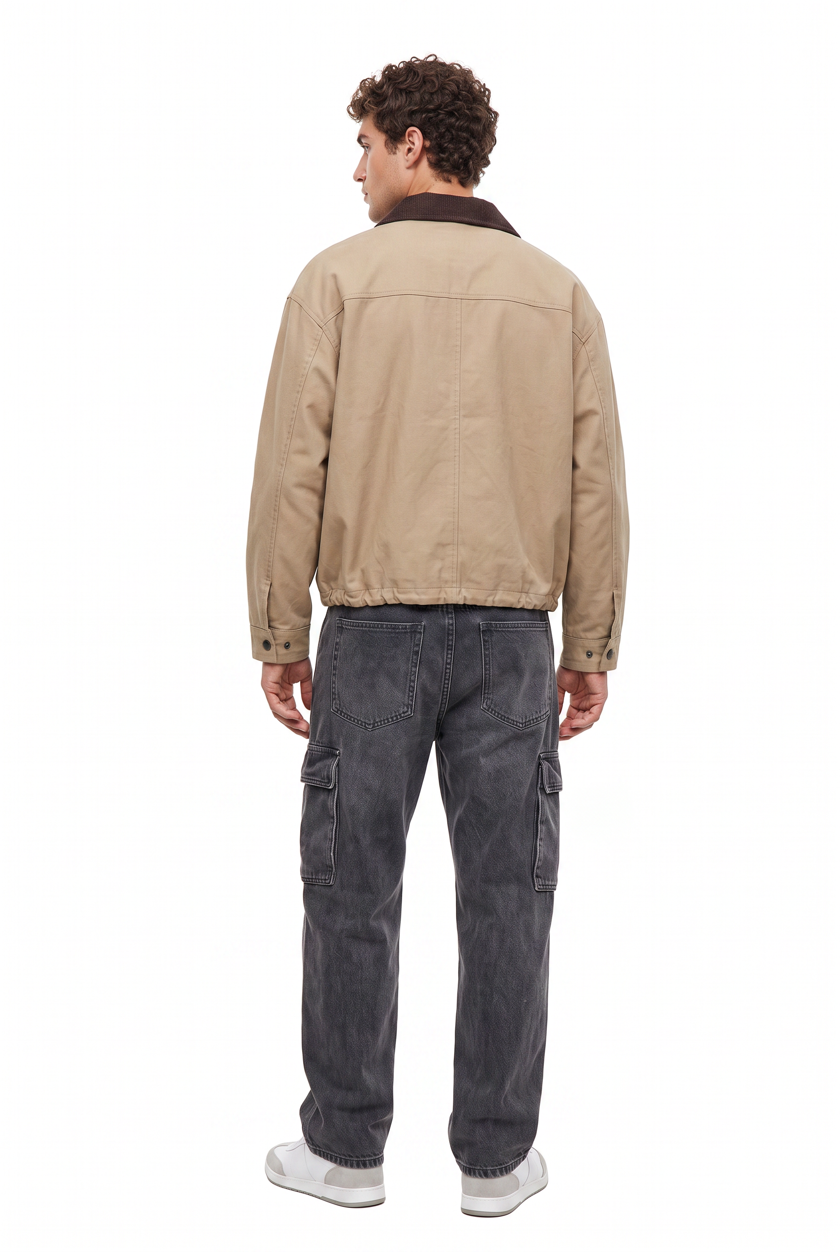 Beige Zip Placket Jacket