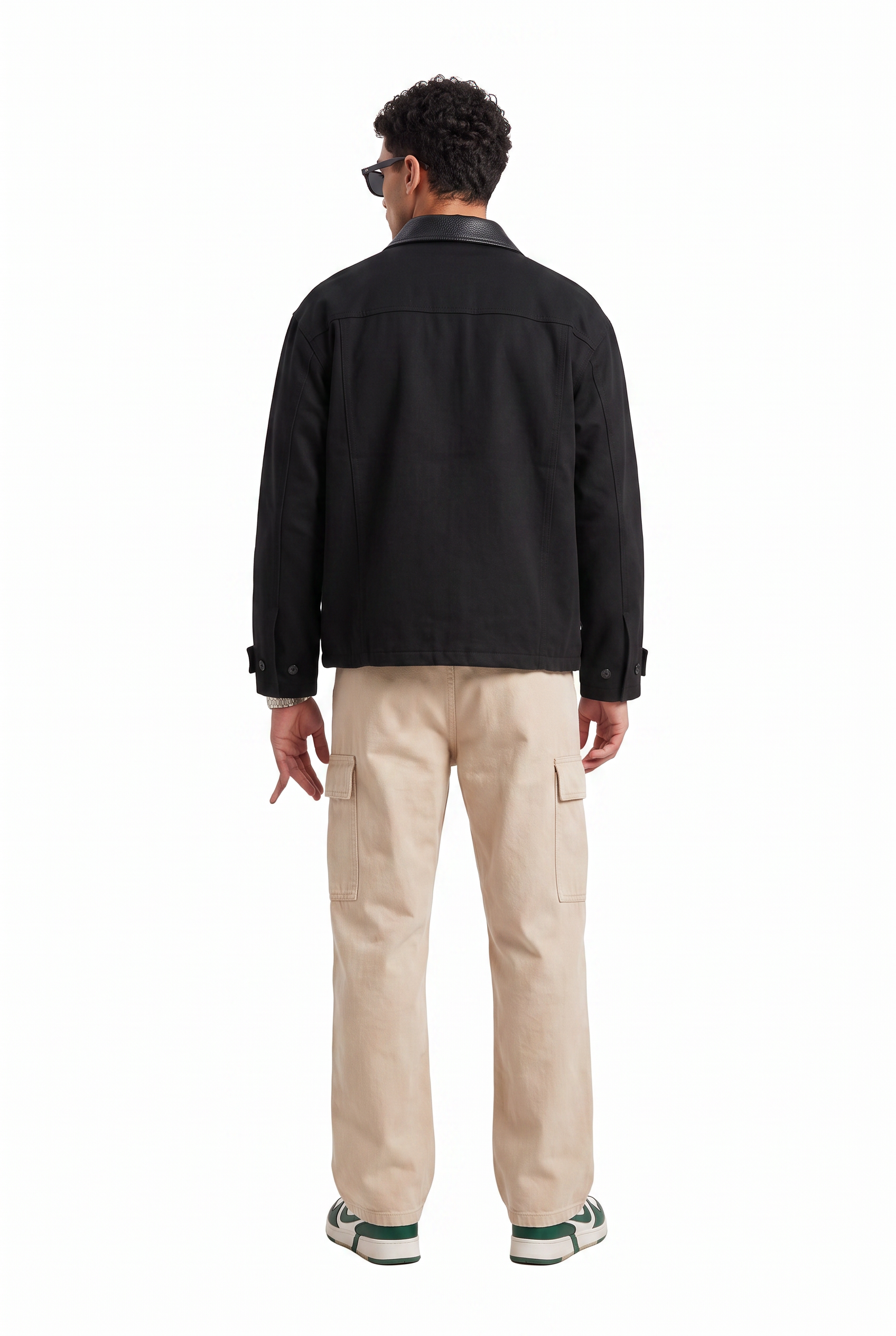 Black Zip Mandarin Collar Jacket